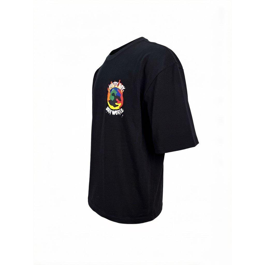 Black - Pretty Boy Ugly World - The Pretty Boy Ugly World Cotton Crew Neck Oversized Fit T-Shirt Mens - 2