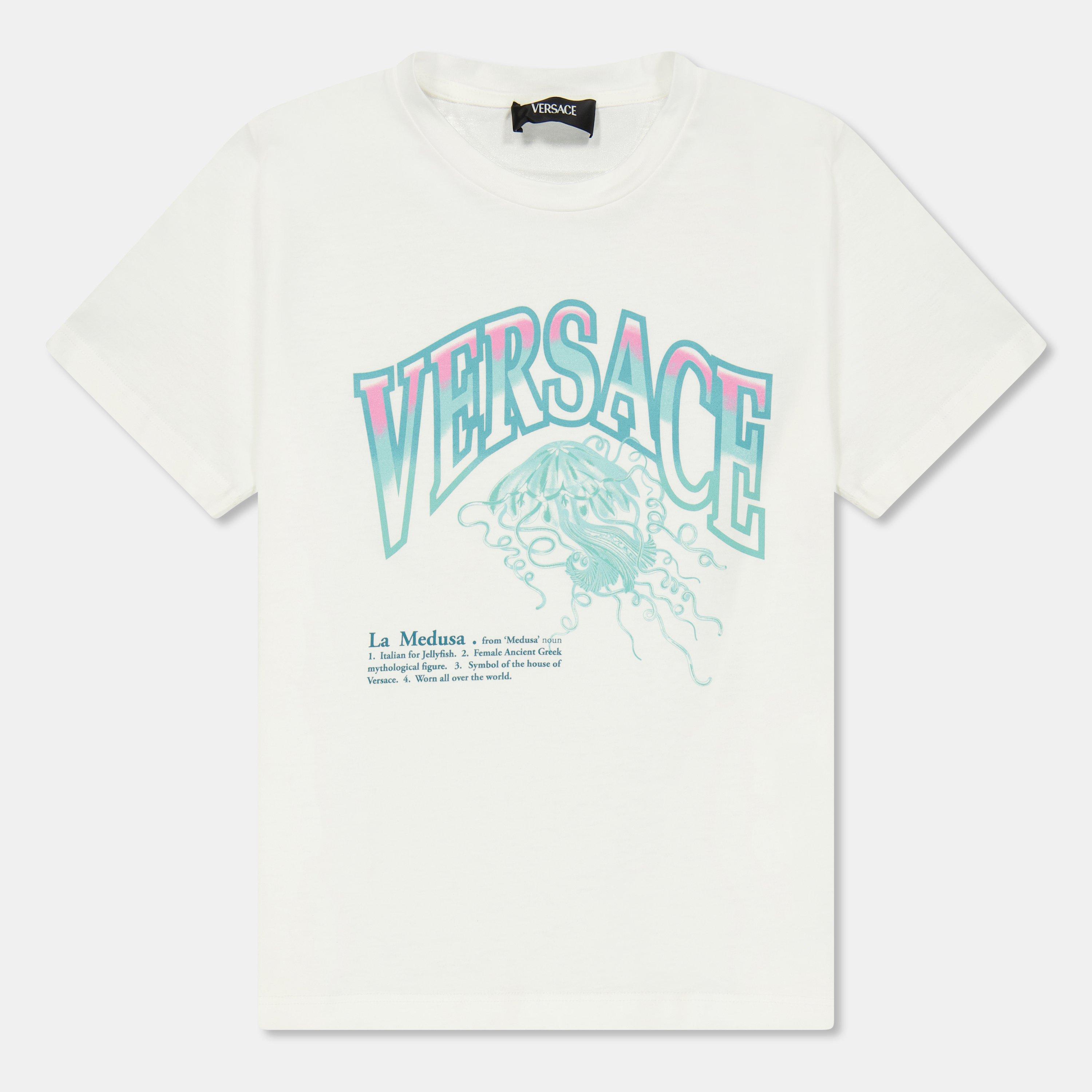 2W070 Wht/Multi - Versace - Unisex Kids' Large Logo T-Shirt - 1