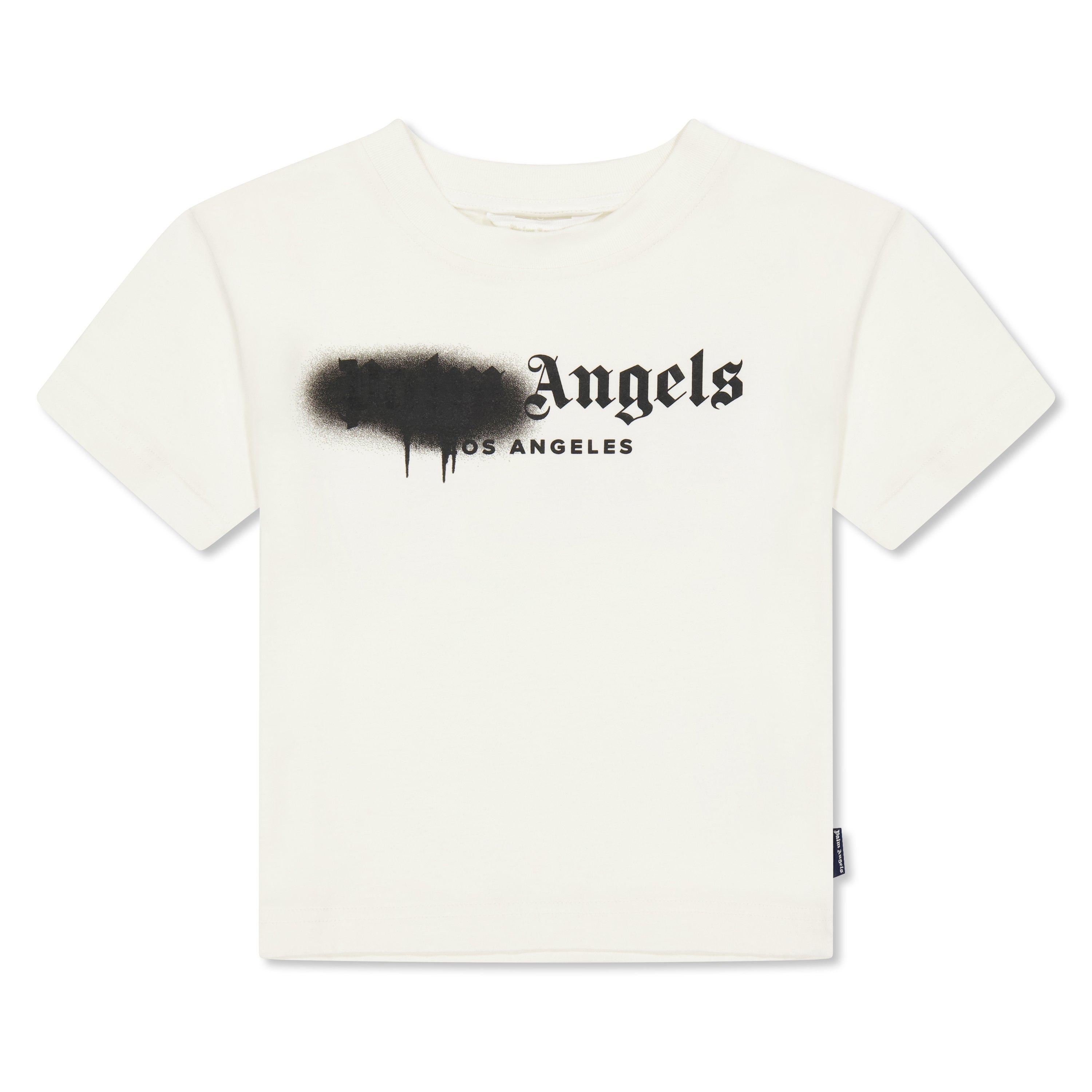 Palm Angels  Kids ' Spray T-Shirt - White/Black - 4Y