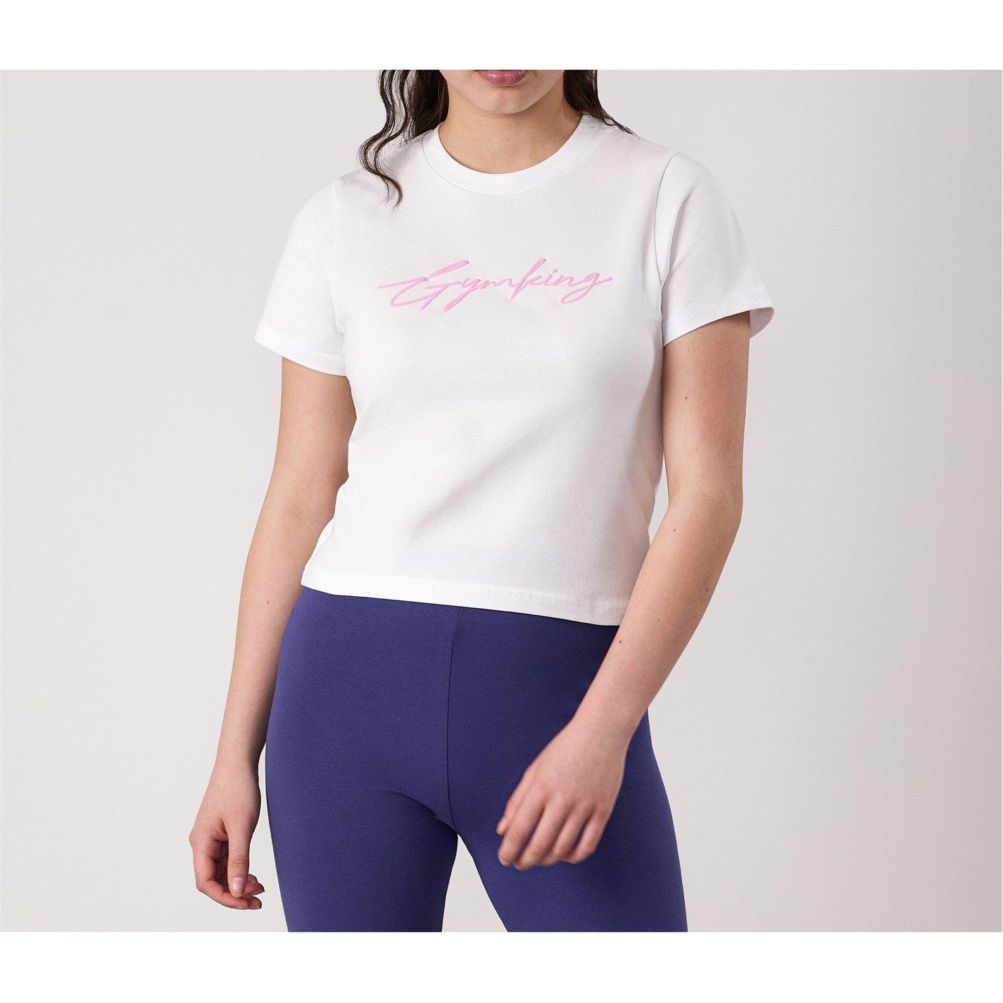 White - Gym King - Kids Script Jersey Fitted White T-Shirt - 1