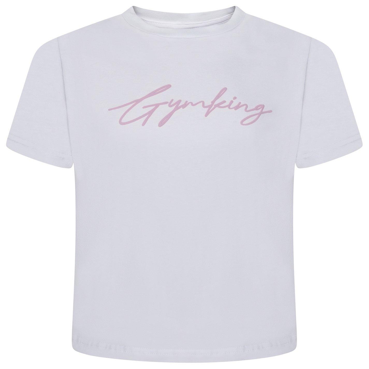  White - Gym King - Kids Script Jersey Fitted White T-Shirt - 2