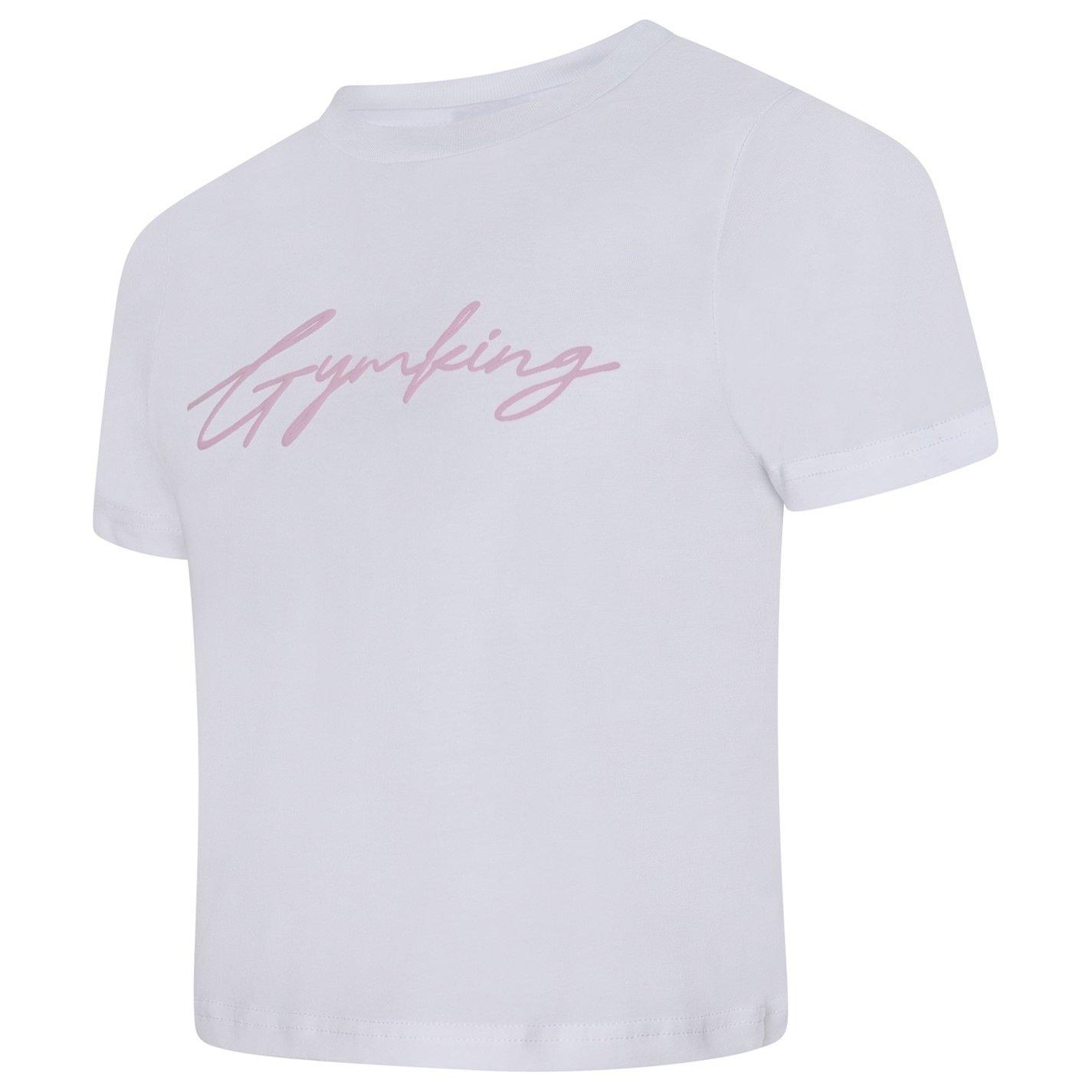  White - Gym King - Kids Script Jersey Fitted White T-Shirt - 6