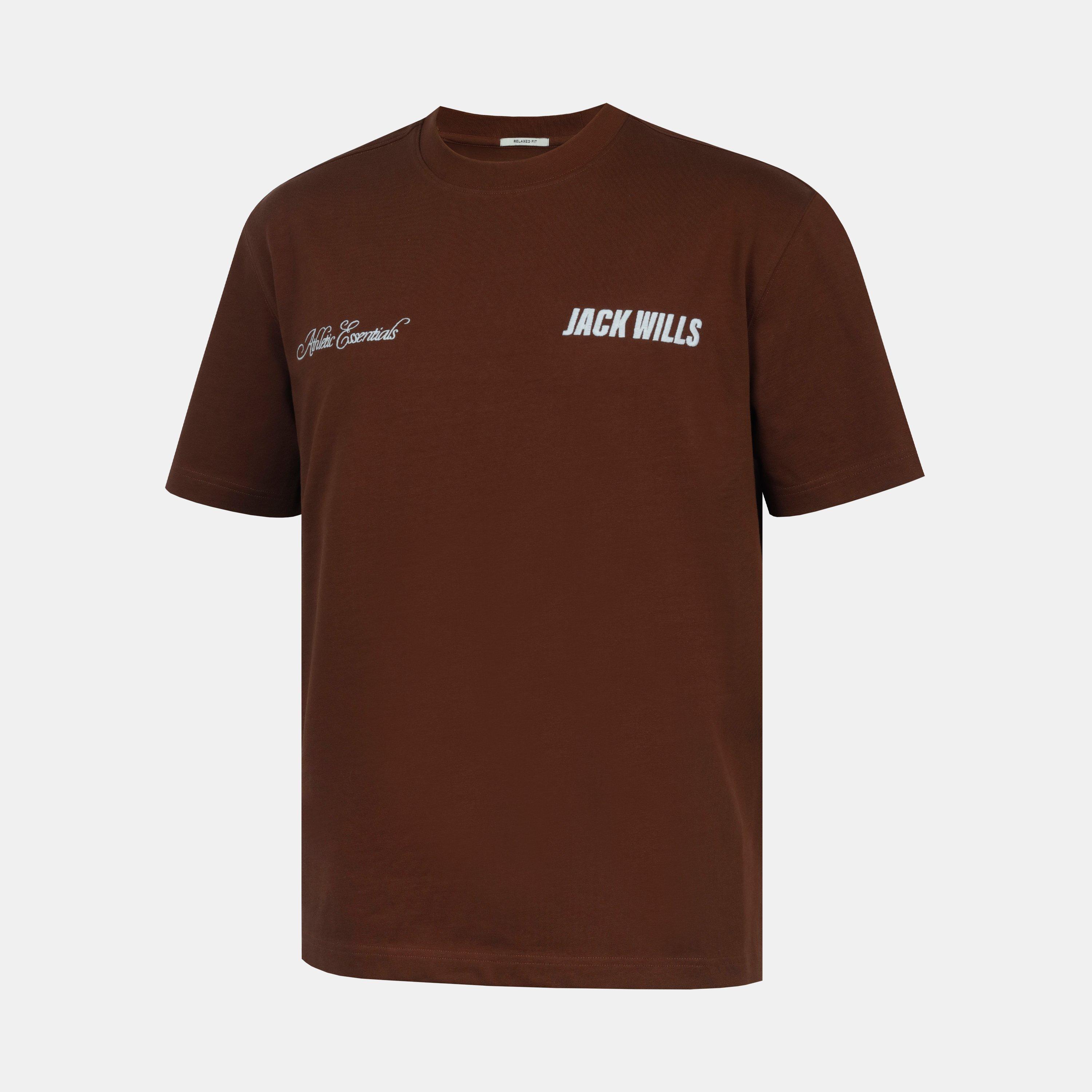 Chocolate - Jack Wills - Men's Script Mix Cotton Short Sleeve Oversized T-Shirt - 2
