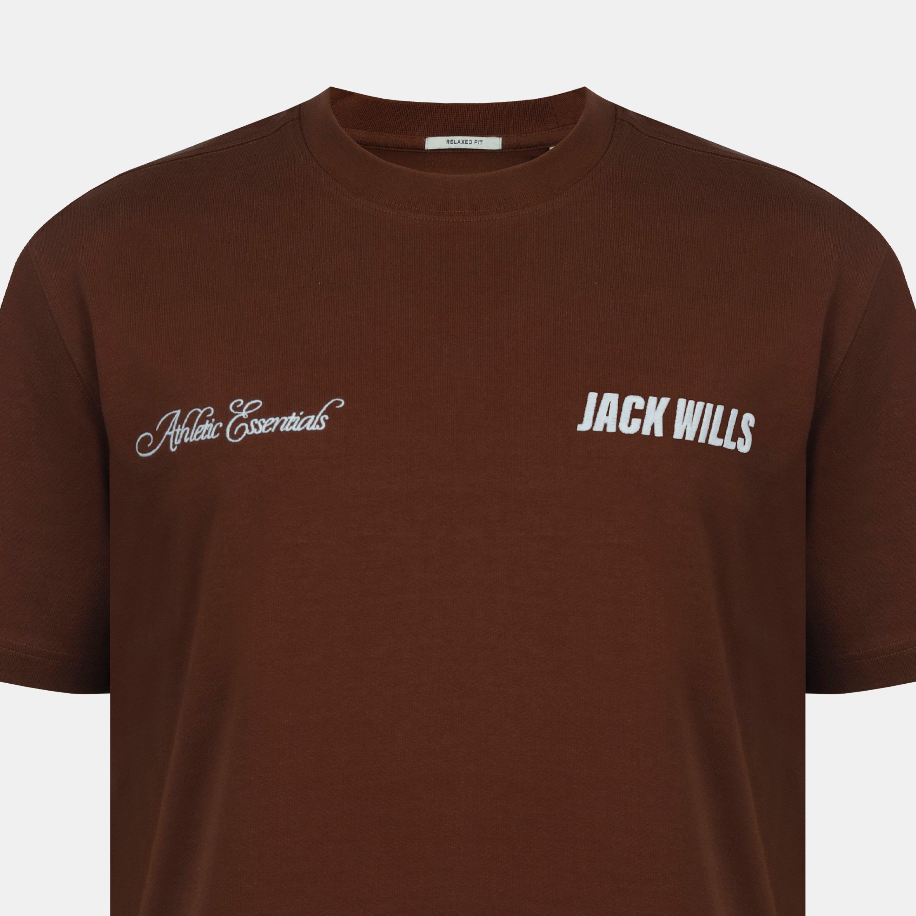 Chocolate - Jack Wills - Men's Script Mix Cotton Short Sleeve Oversized T-Shirt - 4