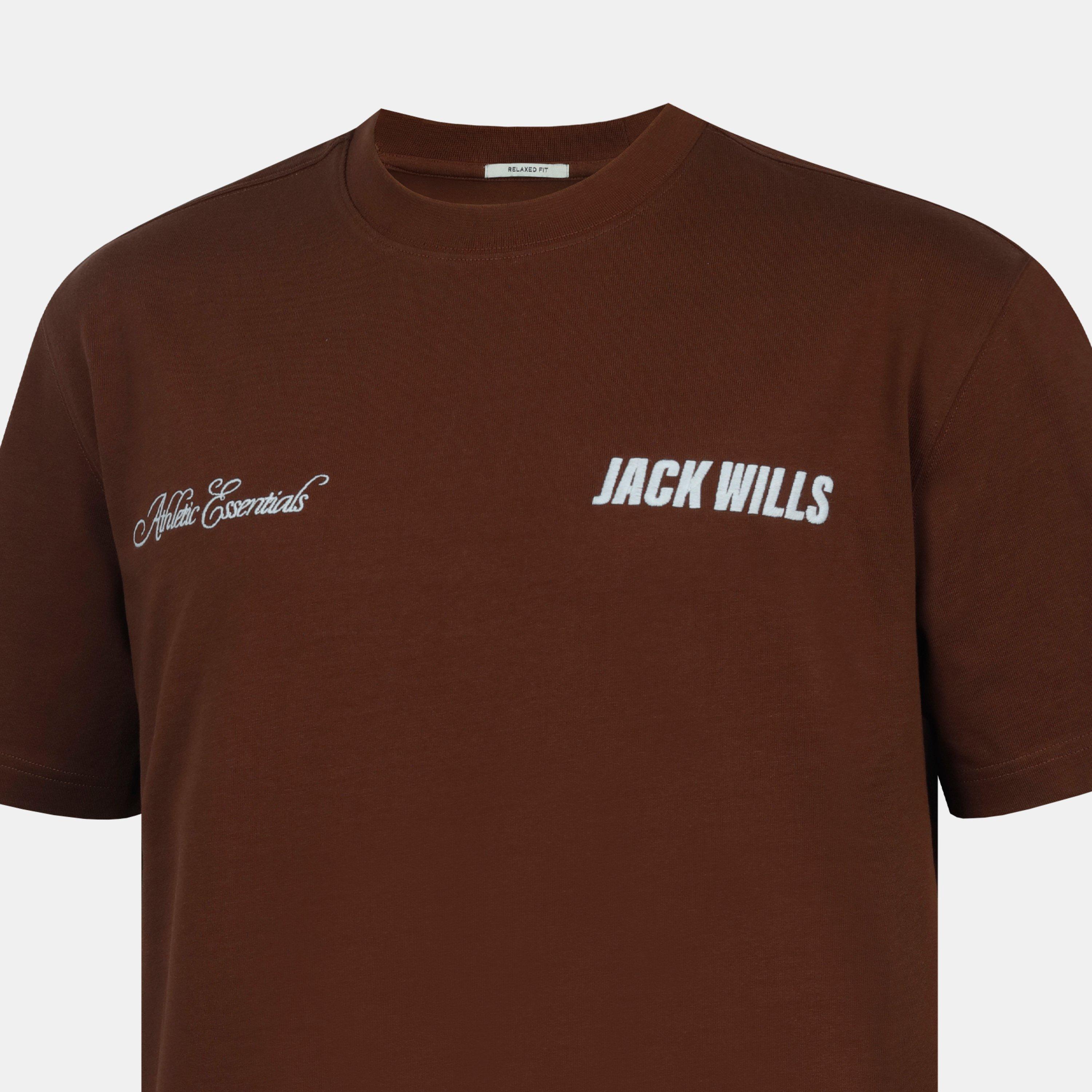 Chocolate - Jack Wills - Men's Script Mix Cotton Short Sleeve Oversized T-Shirt - 5