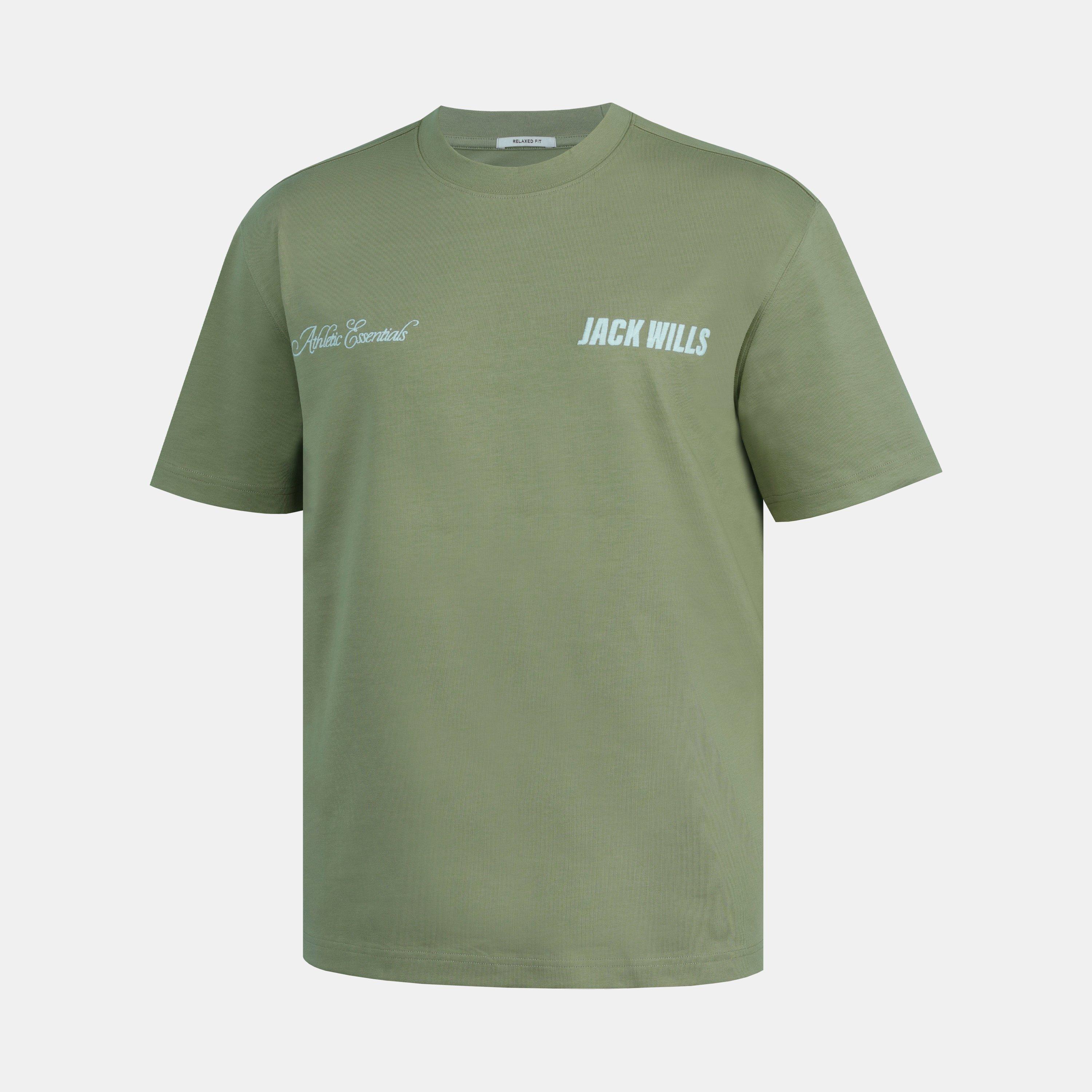 Sage Green - Jack Wills - Men's Script Mix Cotton Short Sleeve Oversized T-Shirt - 2