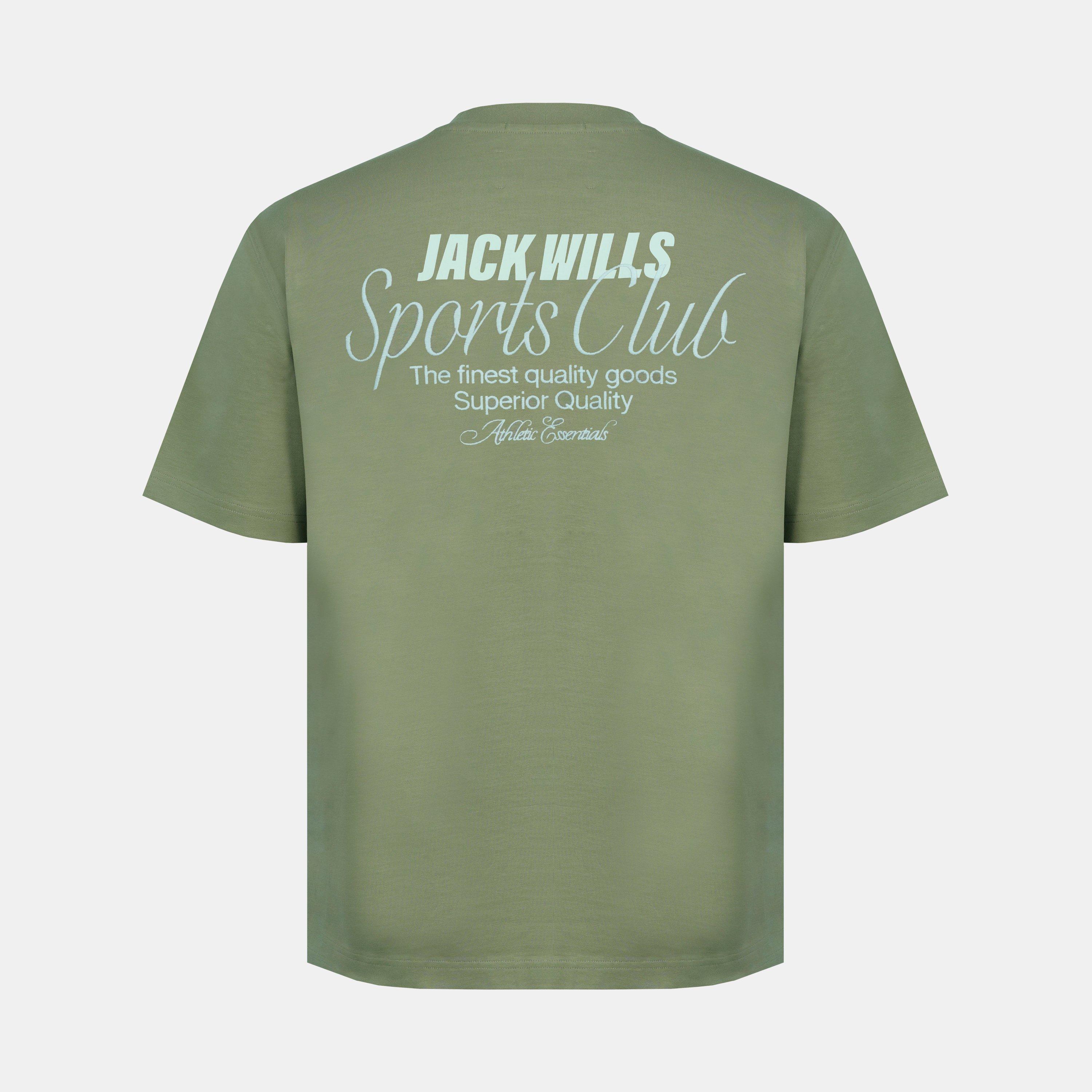 Sage Green - Jack Wills - Men's Script Mix Cotton Short Sleeve Oversized T-Shirt - 3