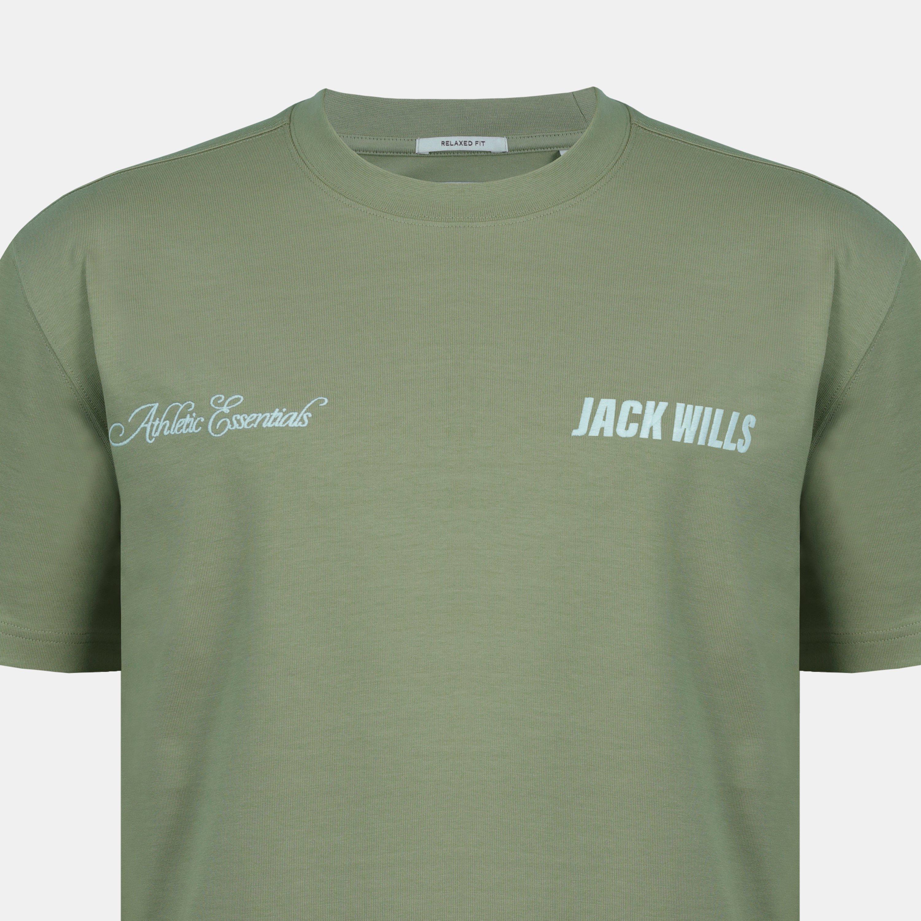 Sage Green - Jack Wills - Men's Script Mix Cotton Short Sleeve Oversized T-Shirt - 4