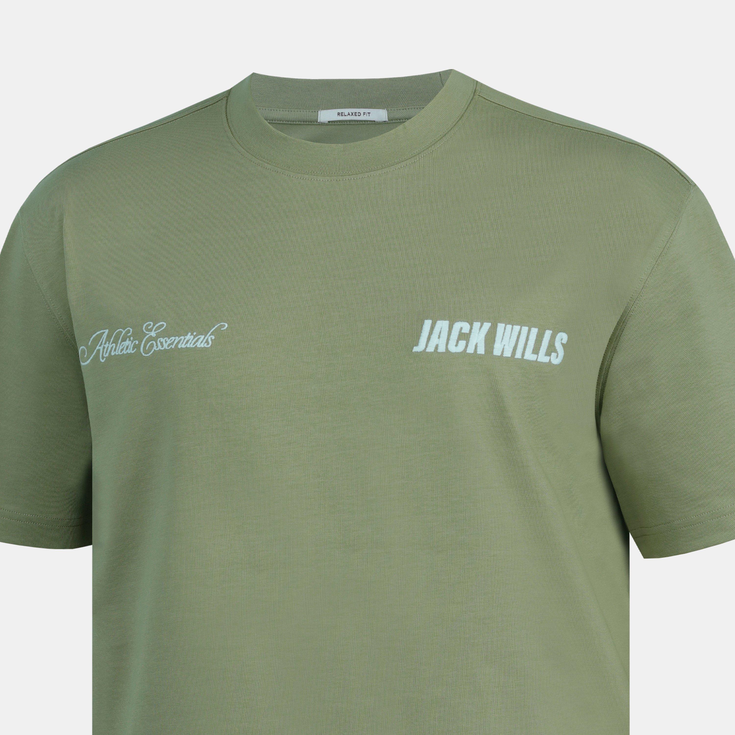 Sage Green - Jack Wills - Men's Script Mix Cotton Short Sleeve Oversized T-Shirt - 5