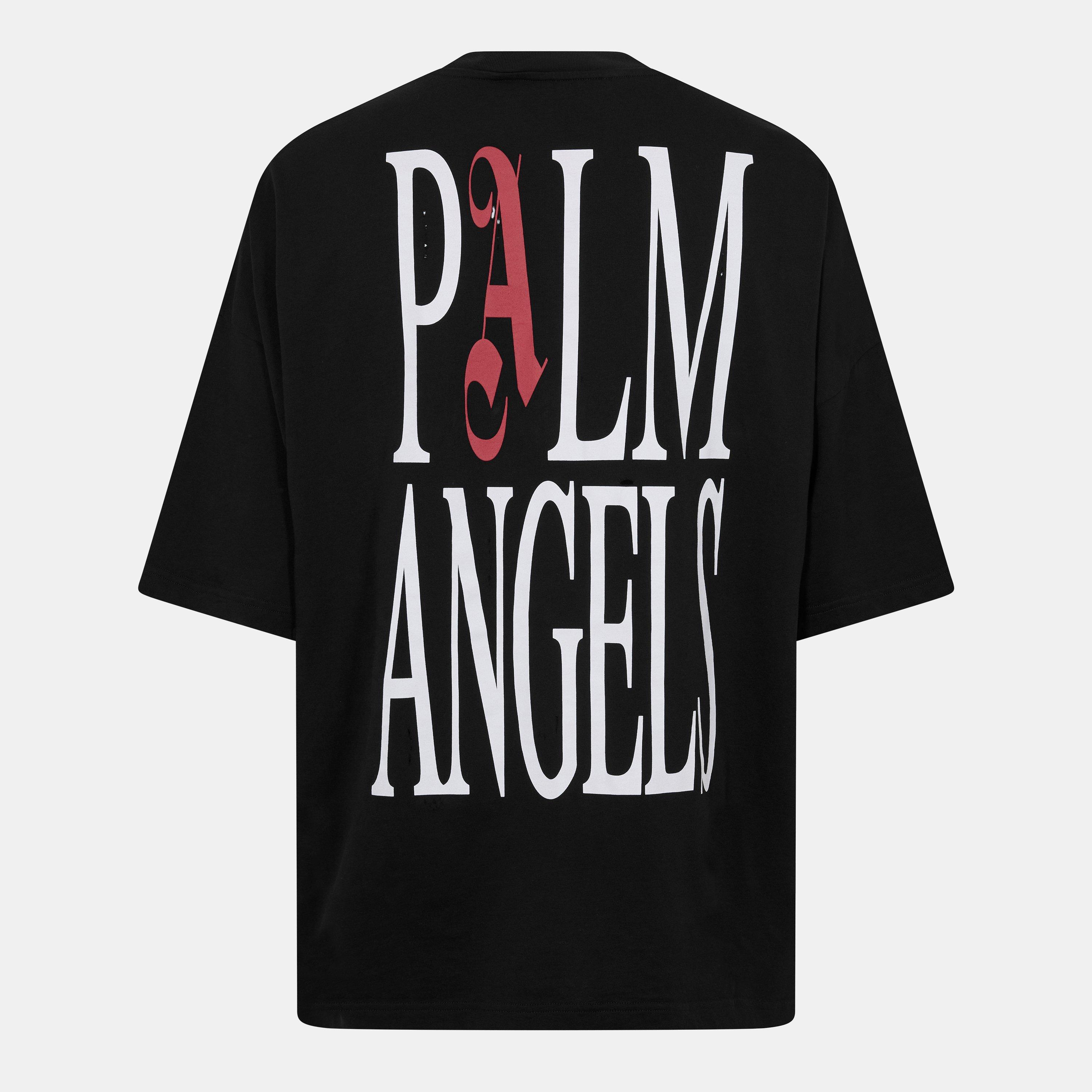 Black - Palm Angels - Men's Flames Flag Oversized T-Shirt - 2