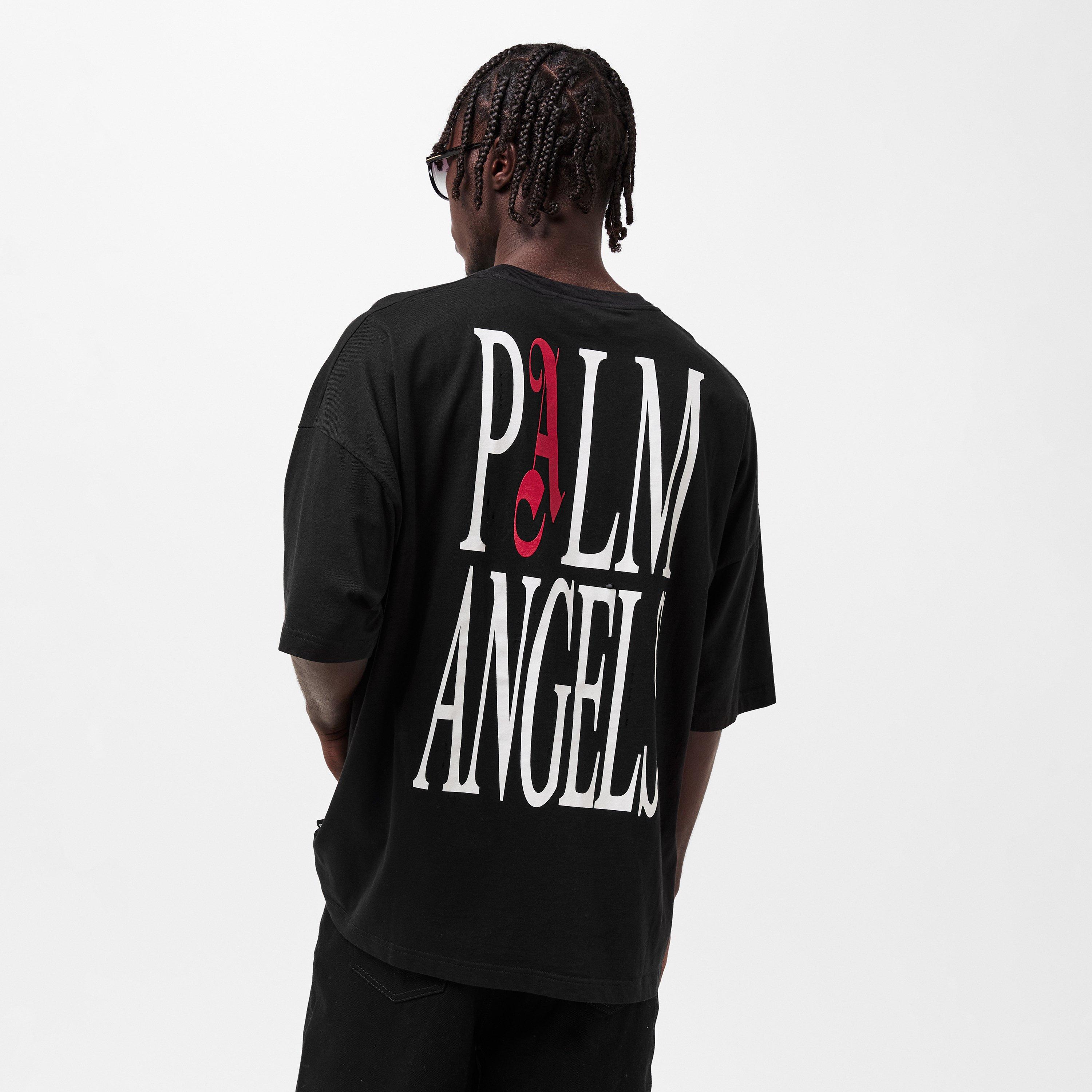 Black - Palm Angels - Men's Flames Flag Oversized T-Shirt - 4