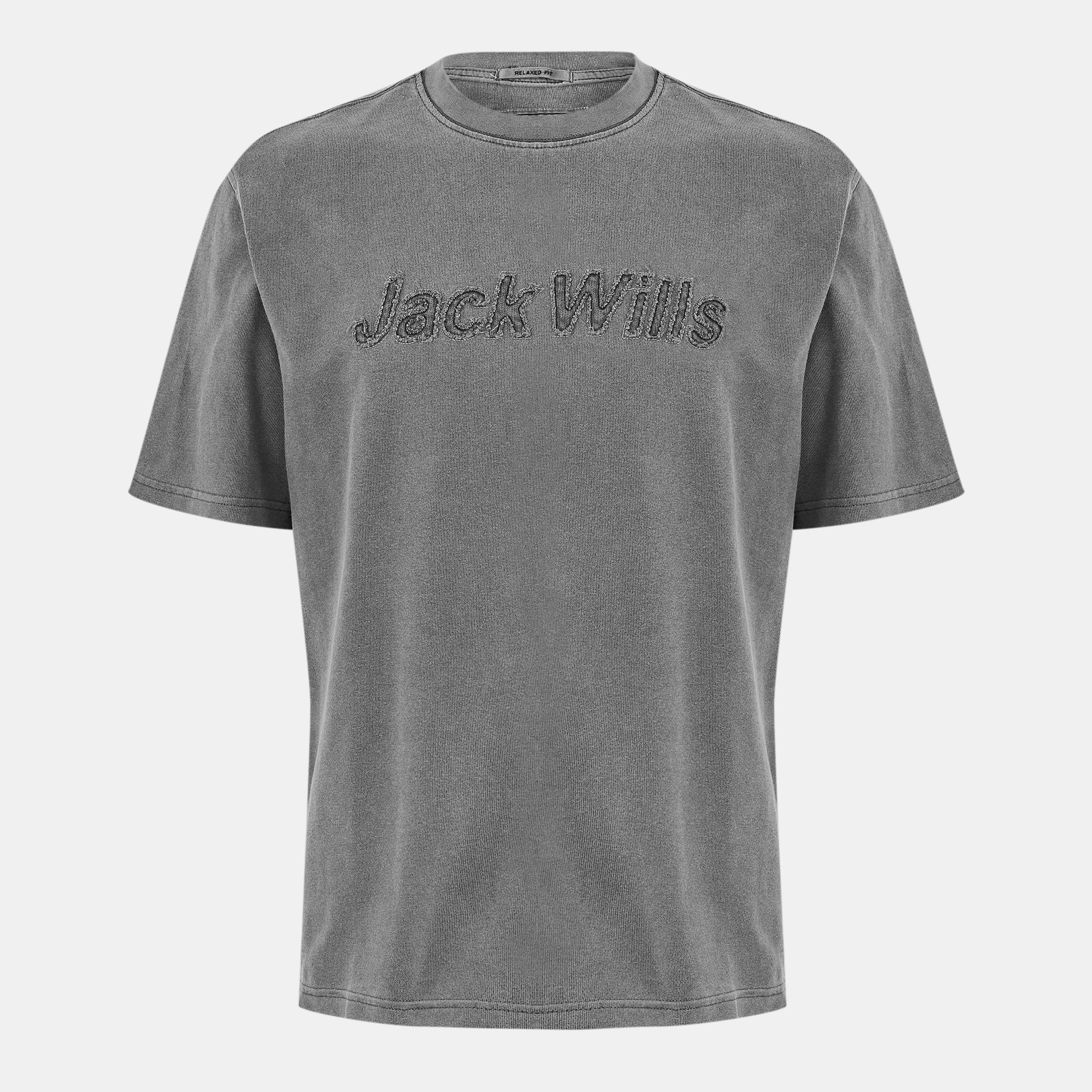 Gewassen Zwart - Jack Wills - Regular Fit Applique T-Shirt - 1