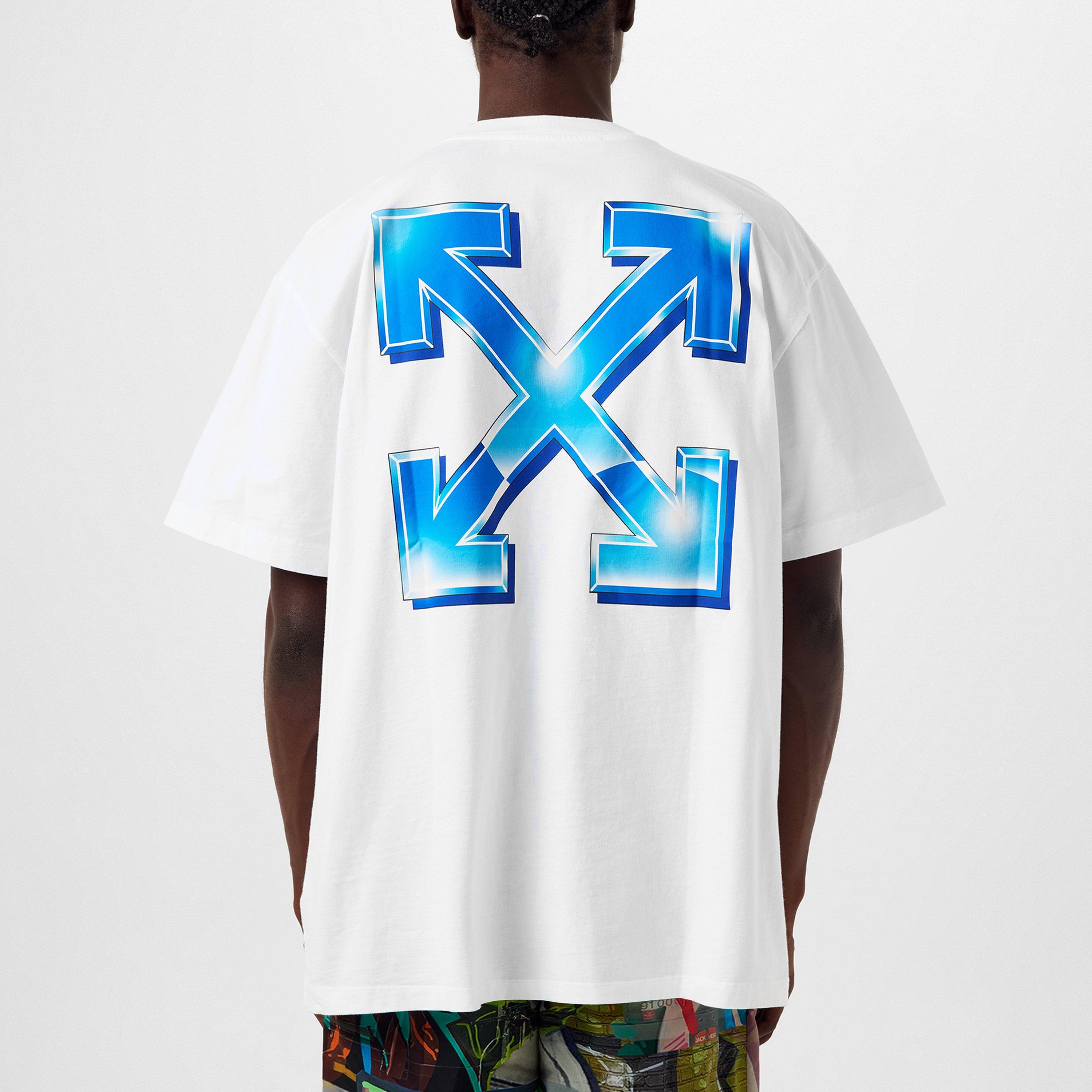 White/Blue - Off White - Men's Metal Arrow T-Shirt, Printed Logo Motif - 3