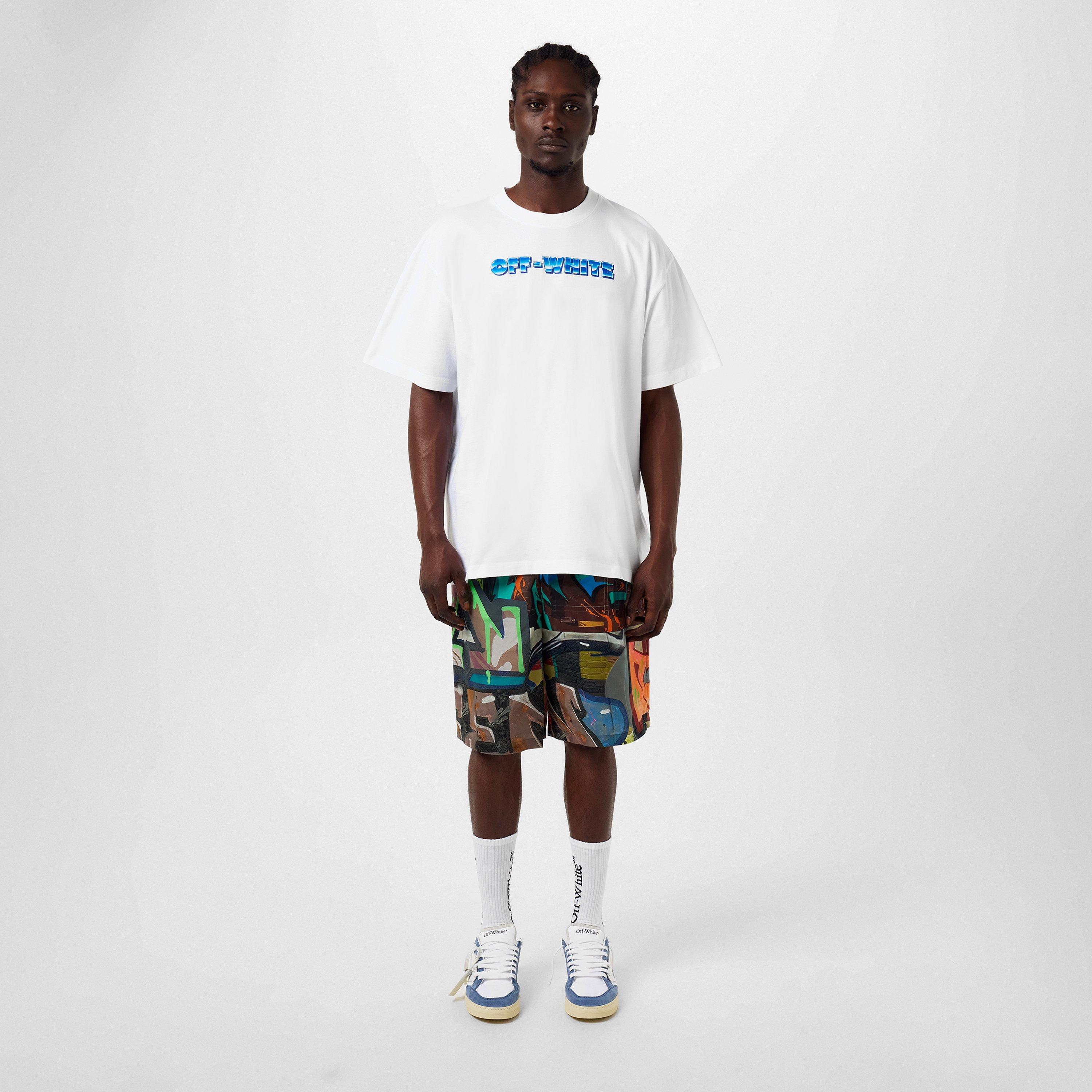 White/Blue - Off White - Men's Metal Arrow T-Shirt, Printed Logo Motif - 4