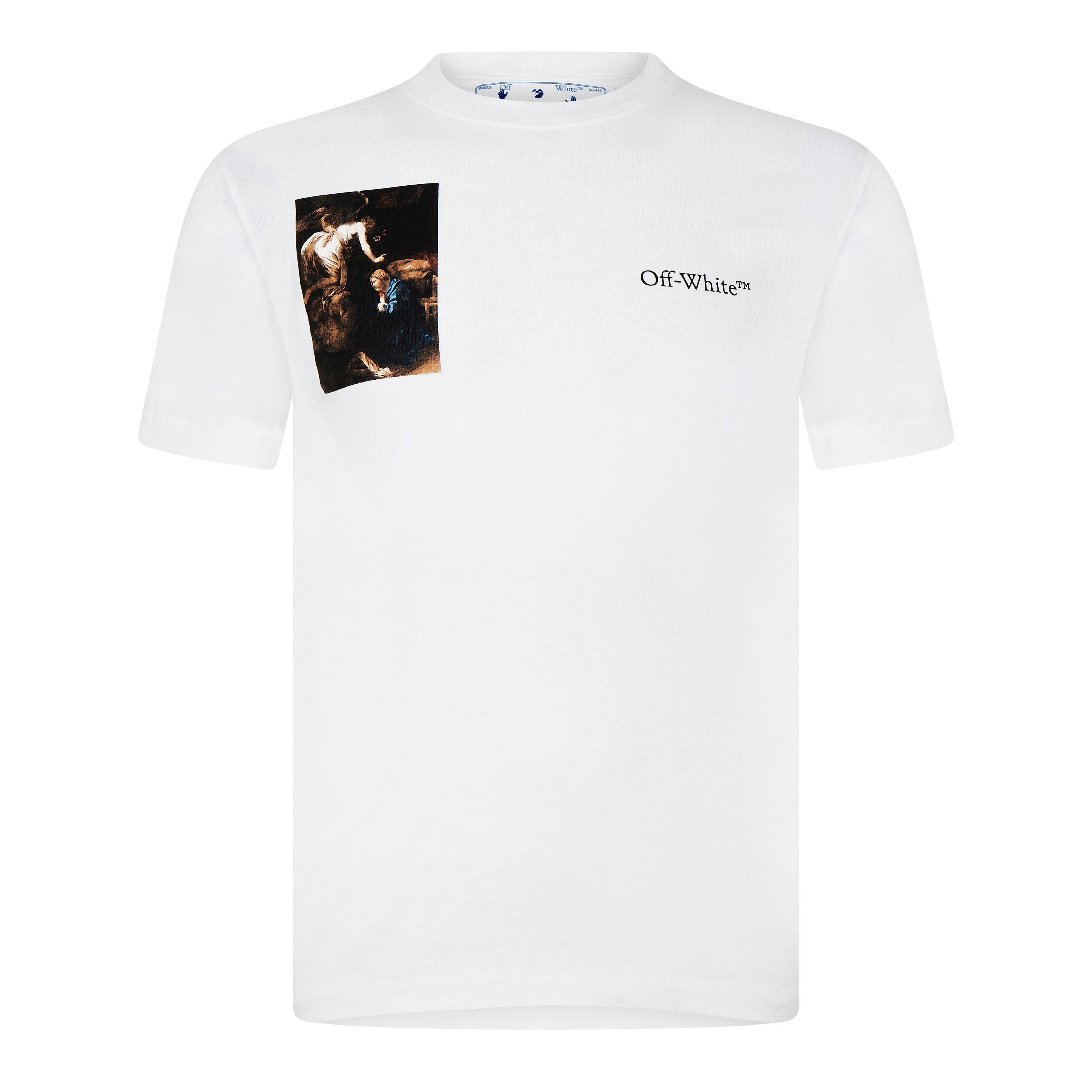 White/Black - Off White - Men's Lute-Print T-Shirt, Caravaggio Artwork - 5