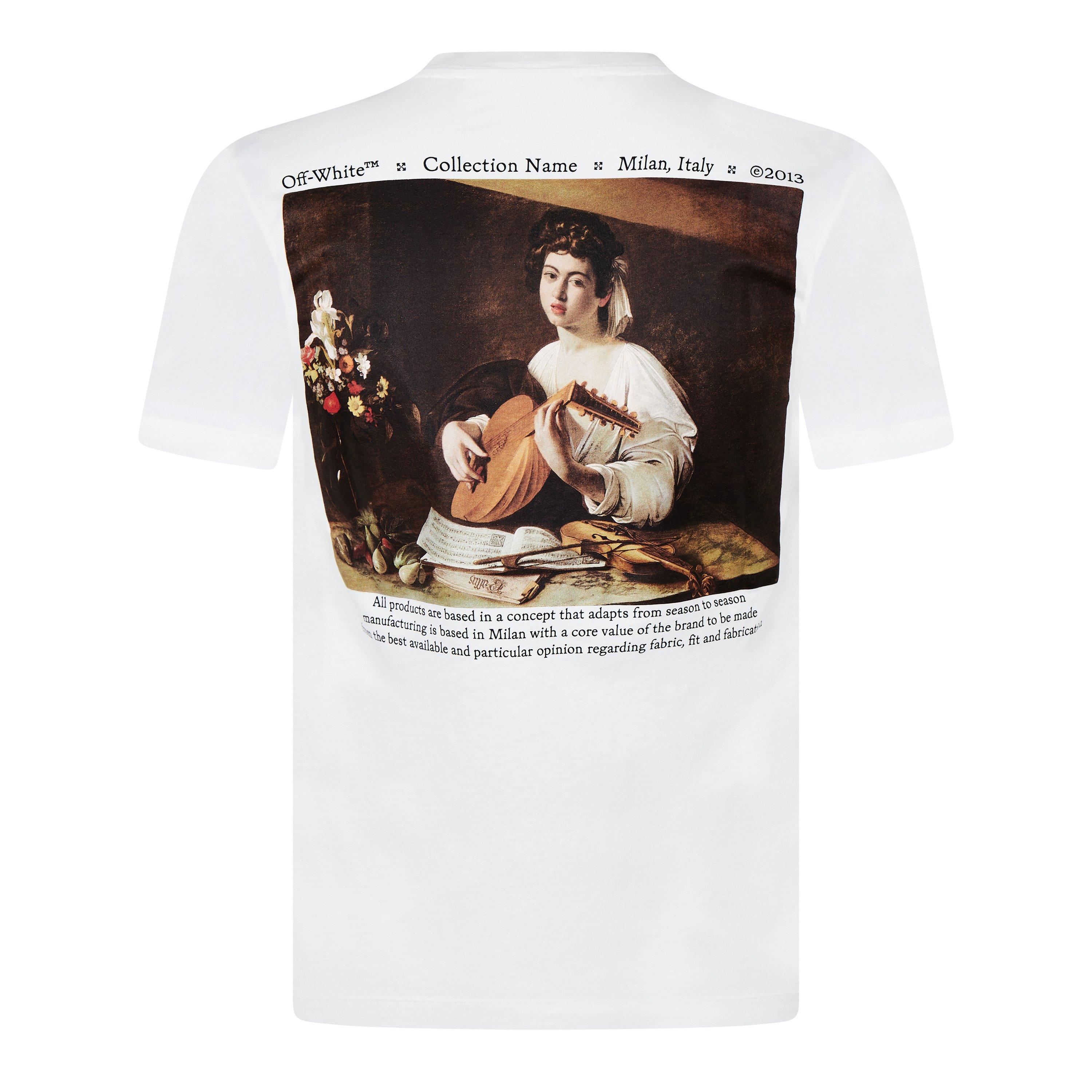 White/Black - Off White - Men's Lute-Print T-Shirt, Caravaggio Artwork - 6