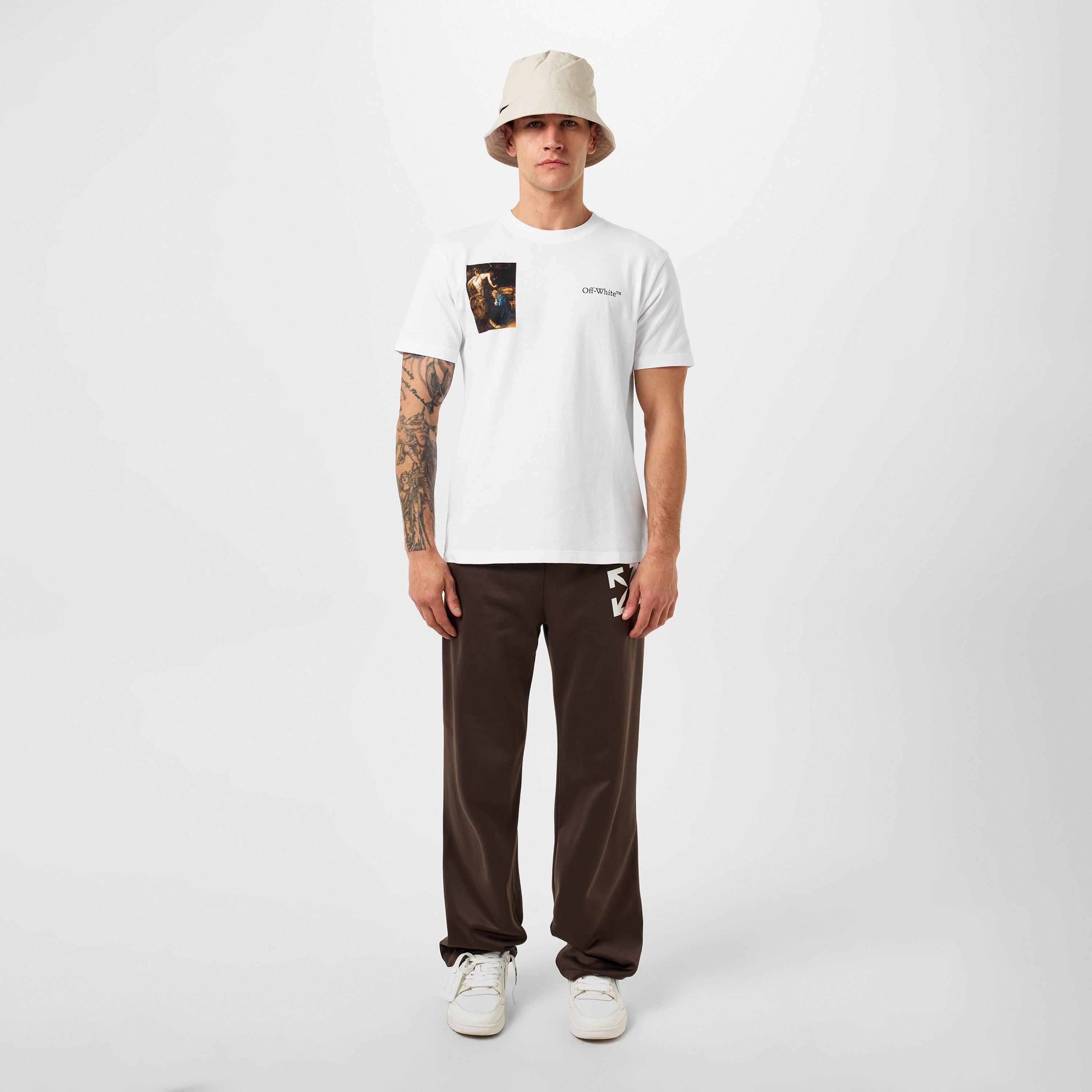 White/Black - Off White - Men's Lute-Print T-Shirt, Caravaggio Artwork - 4