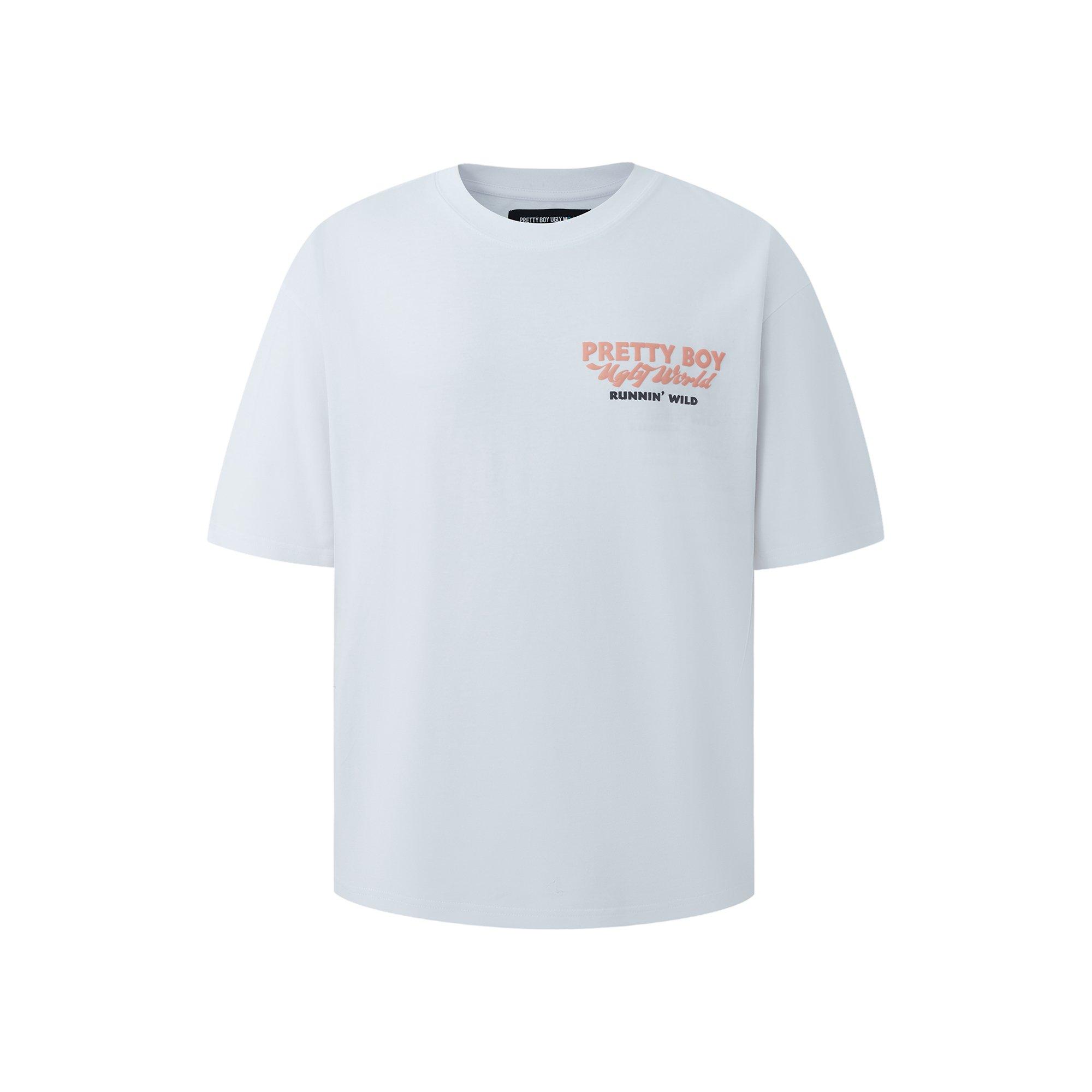 White - Pretty Boy Ugly World - The Pretty Boy Ugly World Cotton Short Sleeve Crew Neck Oversized Fit T-Shirt Mens - 1