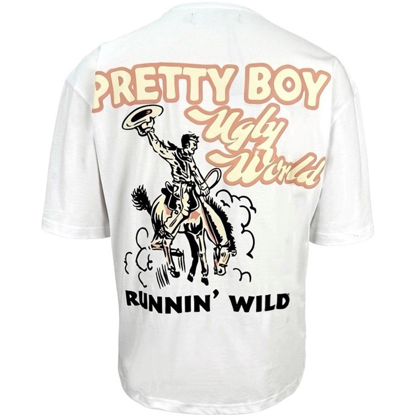 White - Pretty Boy Ugly World - The Pretty Boy Ugly World Cotton Short Sleeve Crew Neck Oversized Fit T-Shirt Mens - 2