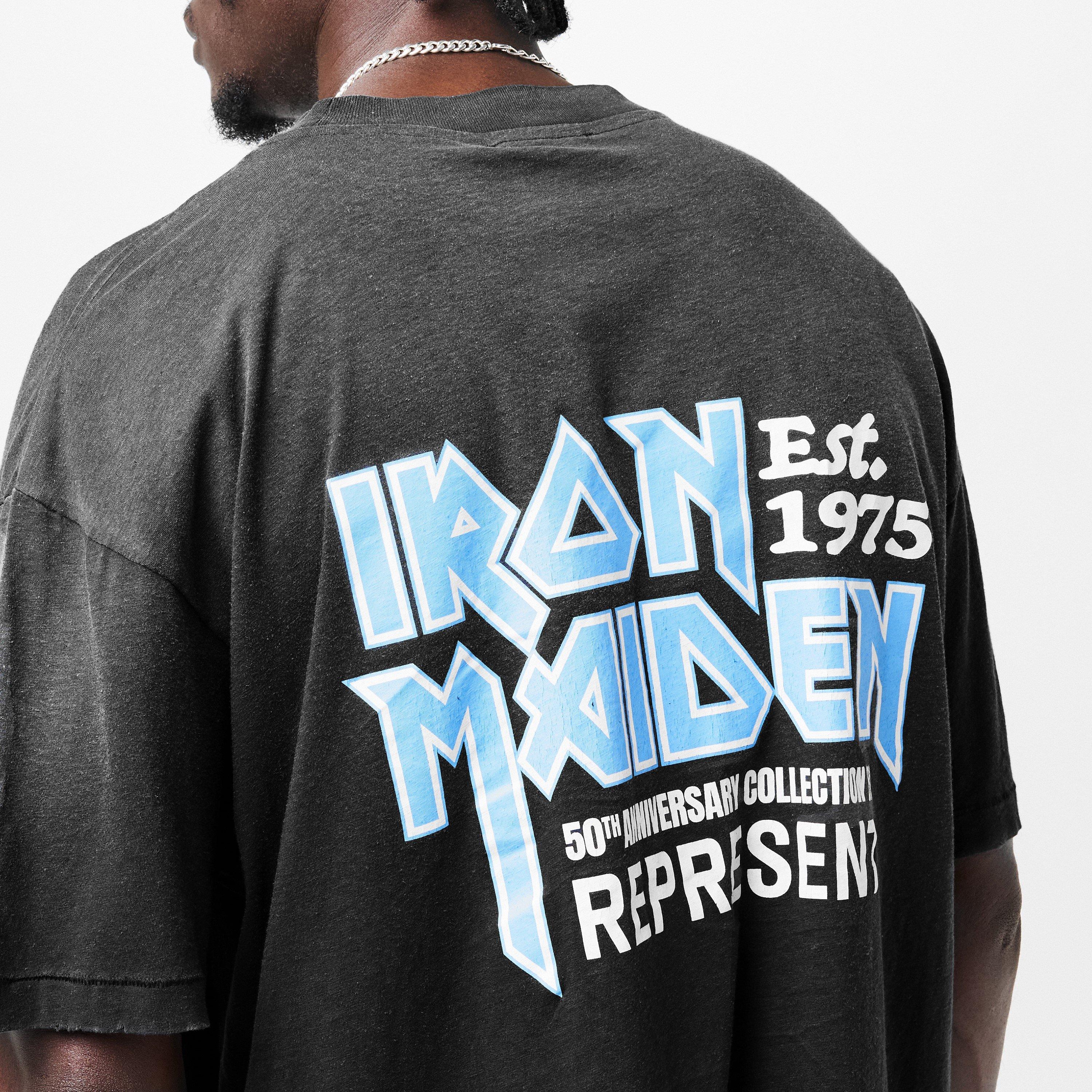 Stained Black - Represent - Men's x Iron Maiden Anniversary T-Shirt, Bold Branding - 5