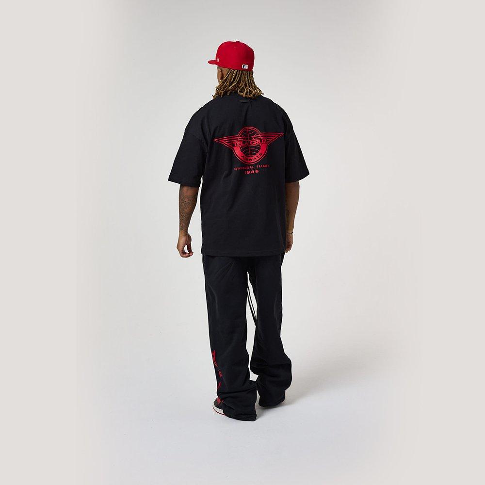 Black/Red - Tela Cruz - Men's Oversized Design T-Shirt - 5