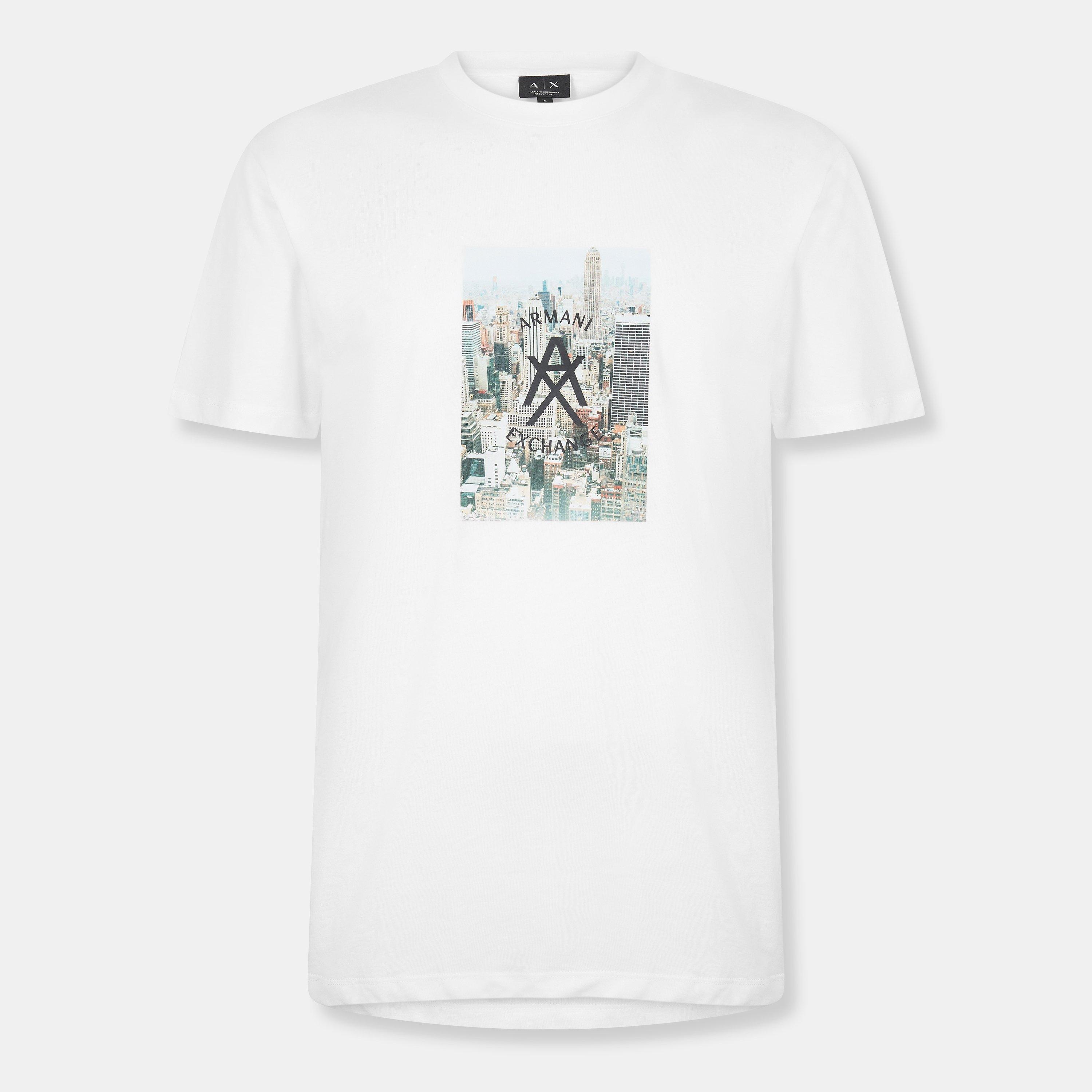 Armani Exchange Men's Off White Ax Skyline T-Shirt - S