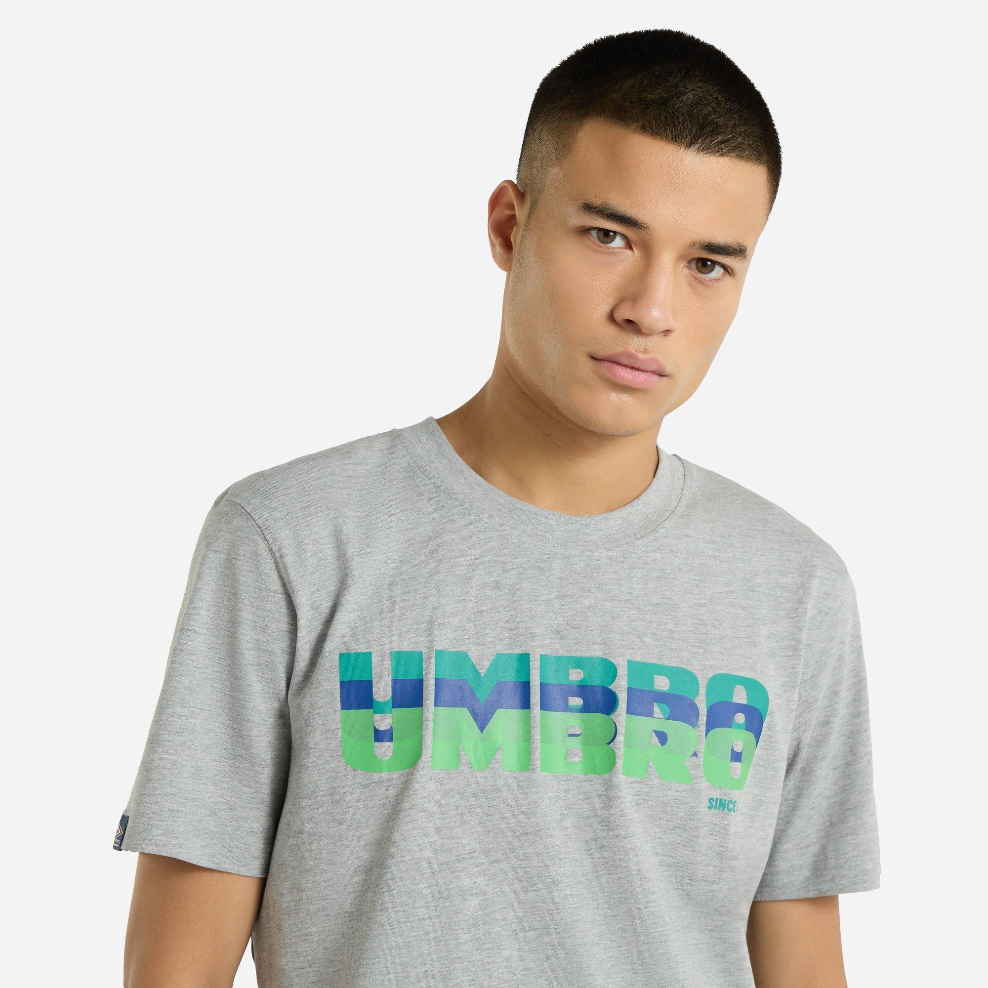 Grey Marl - Umbro - Layered Logo Regular Fit T-Shirt - 4