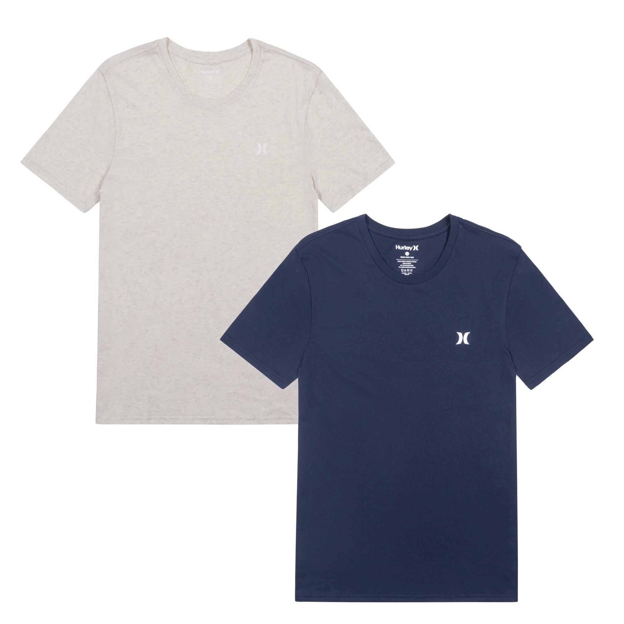 Hurley Men's 2Pk Crew T-Shirts - Blue / Tan - Large