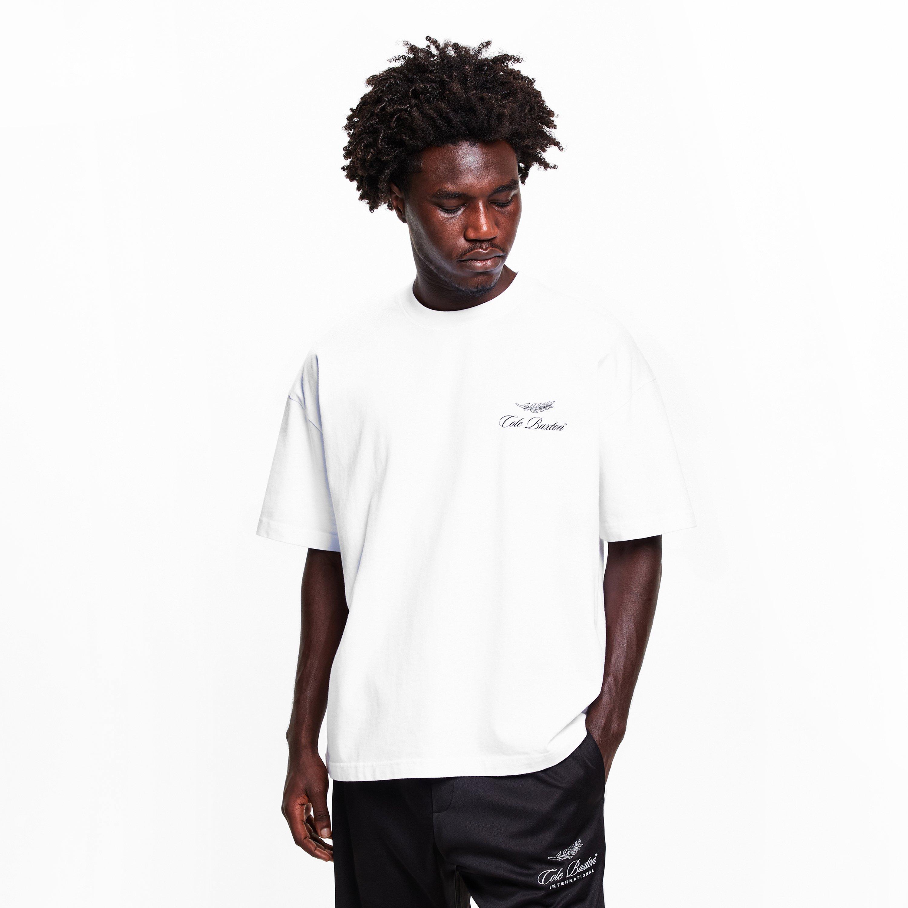 White - Cole Buxton - Men's Inter Logo Oversized T-Shirt - 3