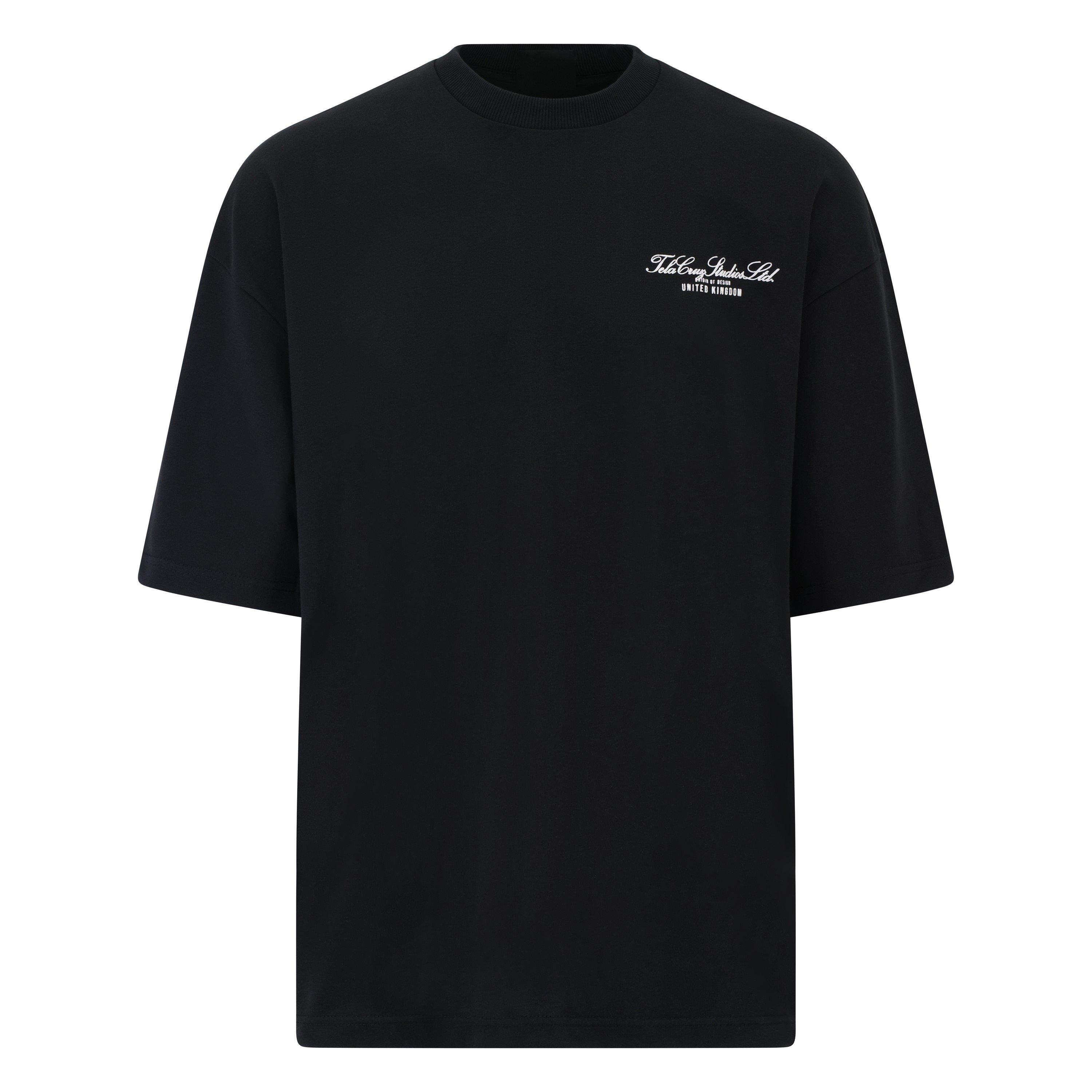 Black - Tela Cruz - Men's Studio Tee Oversized T-Shirt - 7