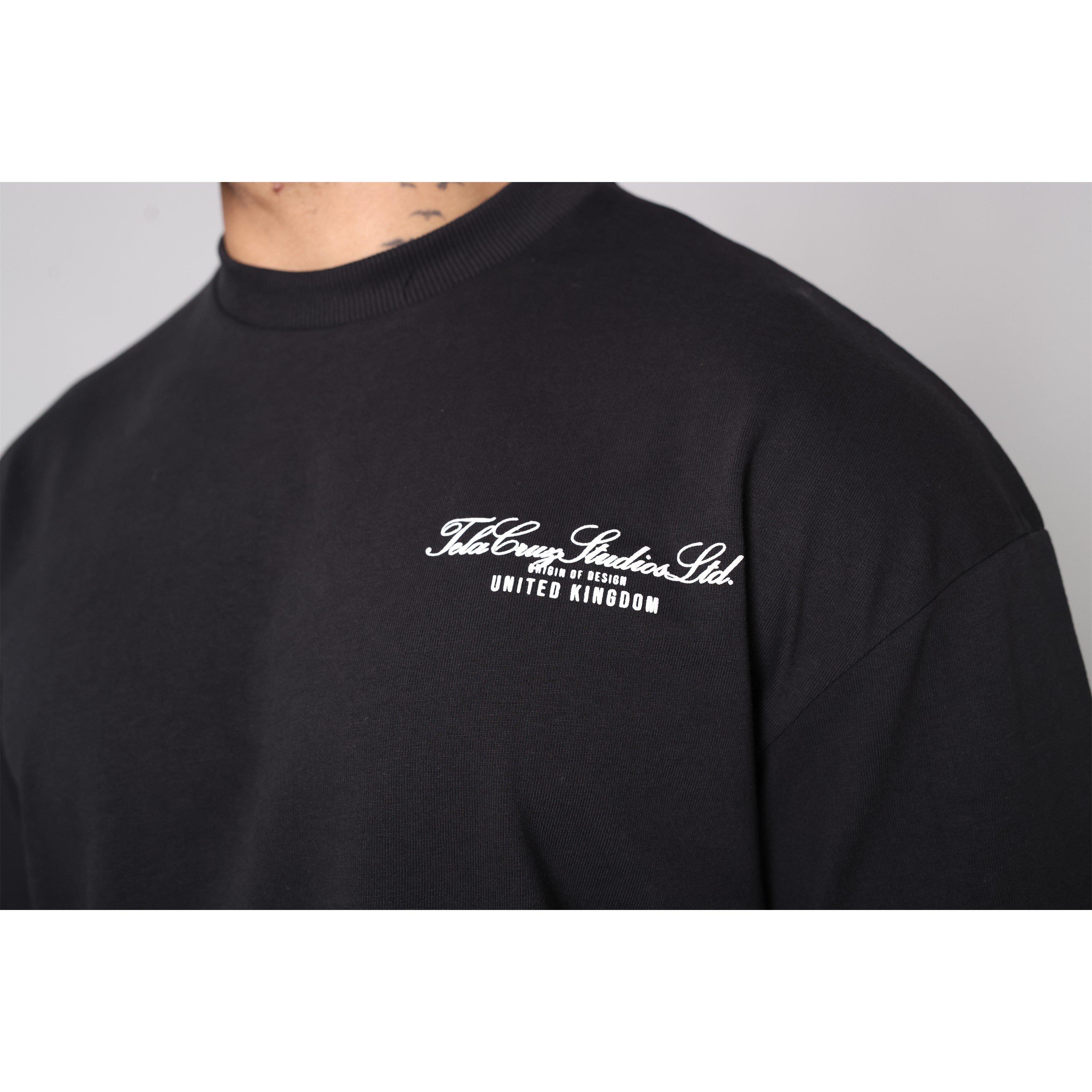 Black - Tela Cruz - Men's Studio Tee Oversized T-Shirt - 8