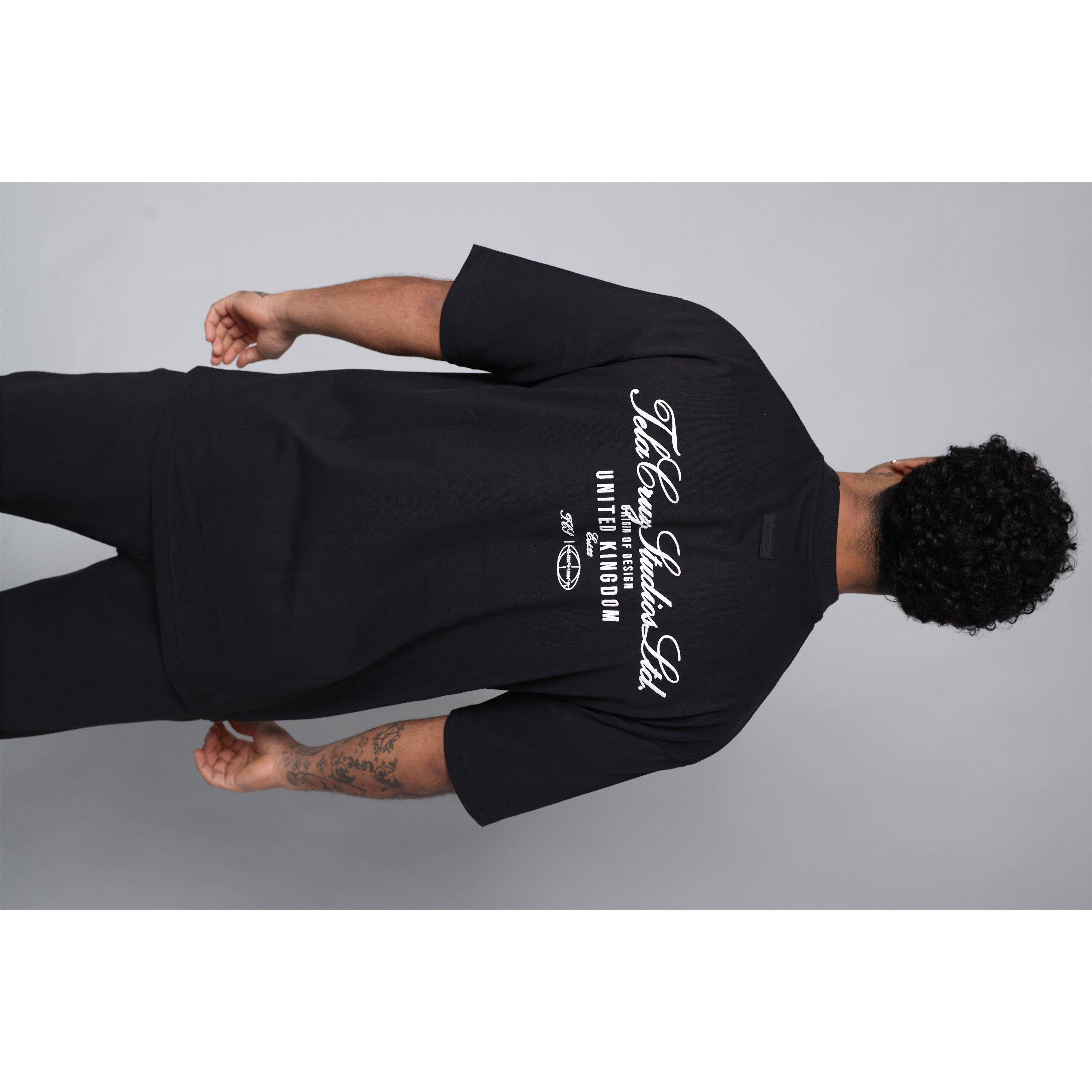 Black - Tela Cruz - Men's Studio Tee Oversized T-Shirt - 9