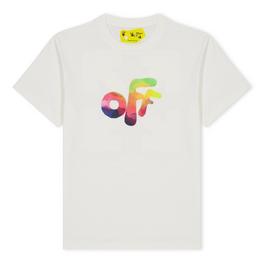 Off White Watercolour Short Sleeve T Shirt Juniors