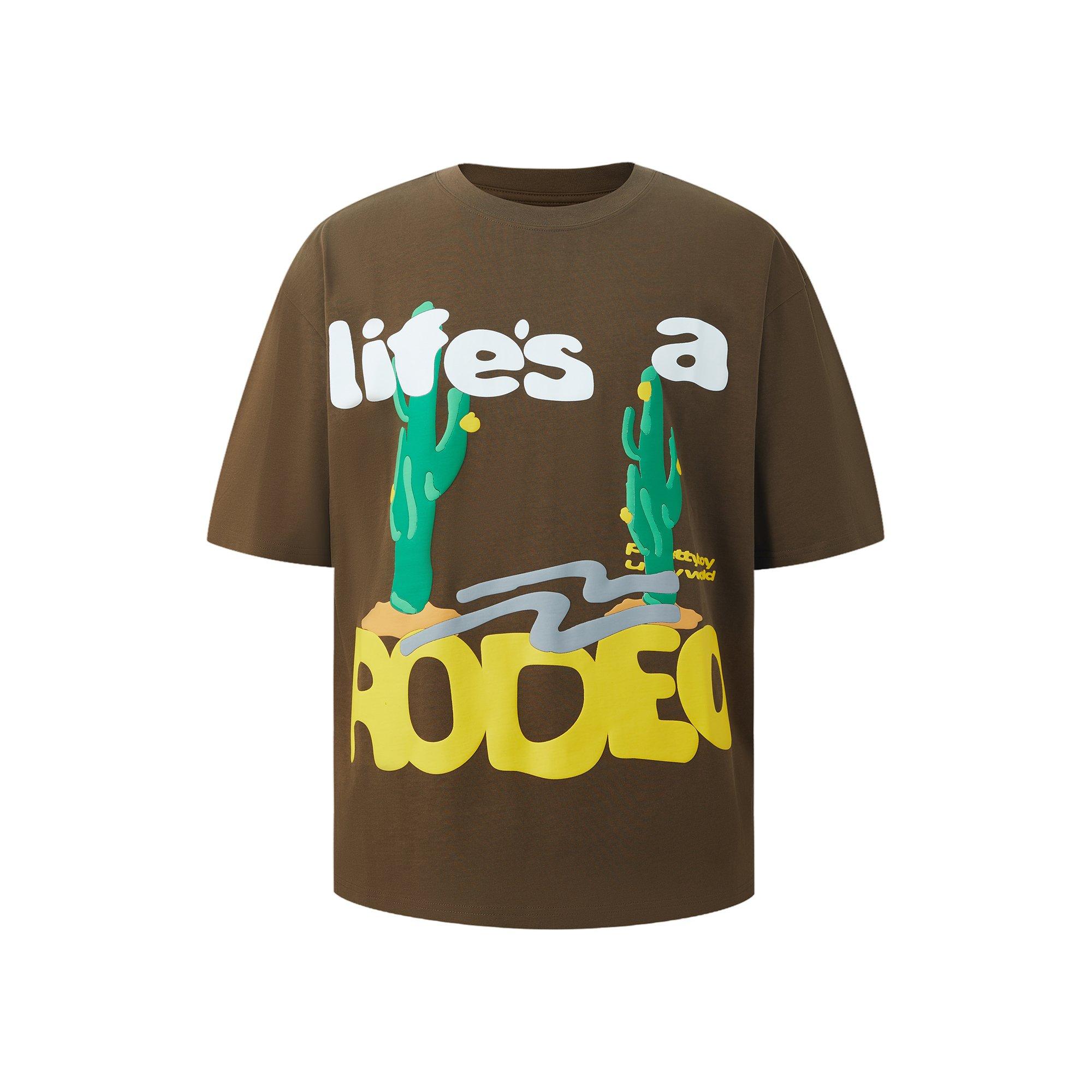 Brown - Pretty Boy Ugly World - Pretty Boy Ugly World Short Sleeve Crew Neck Oversized Fit T-Shirt Mens - 1