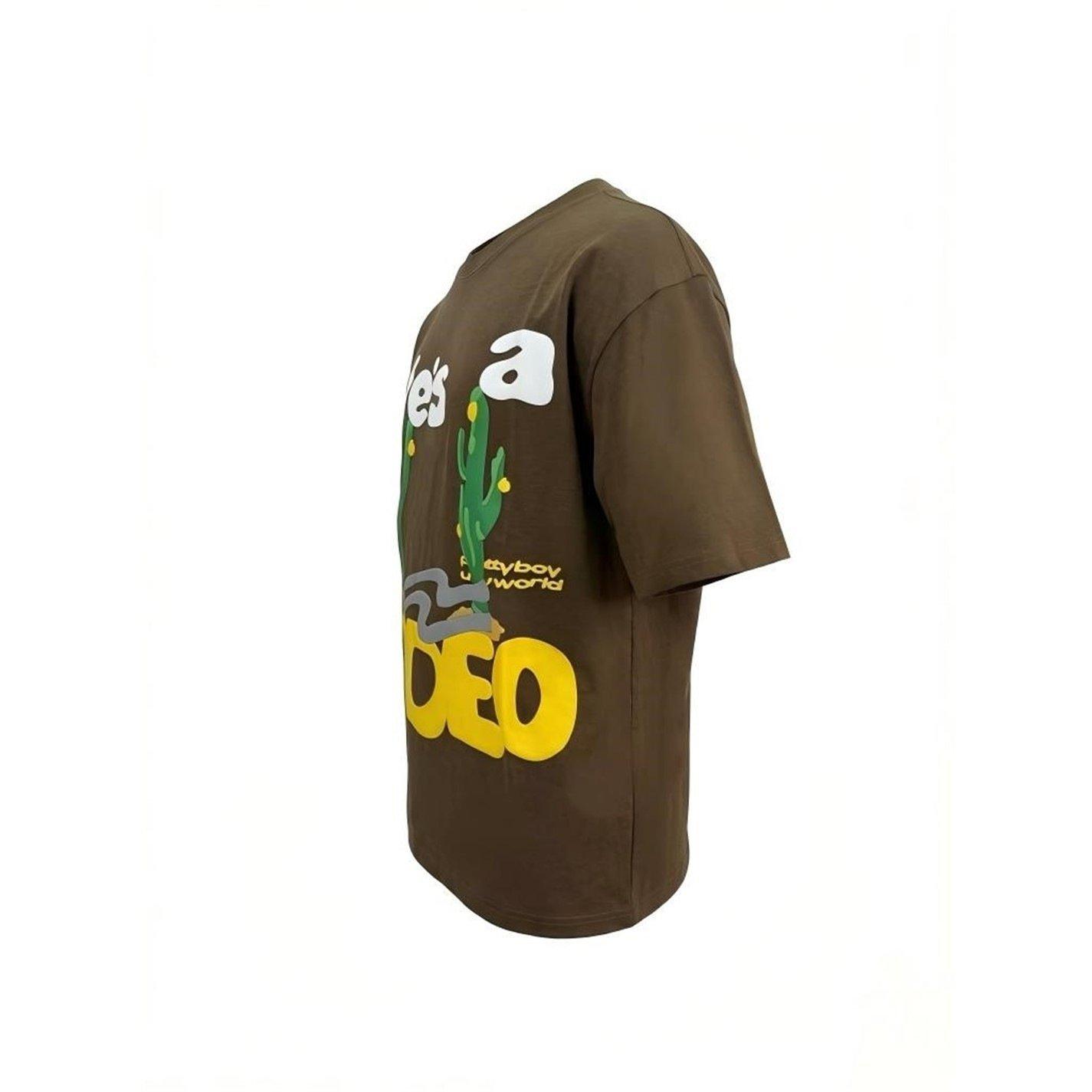 Brown - Pretty Boy Ugly World - Pretty Boy Ugly World Short Sleeve Crew Neck Oversized Fit T-Shirt Mens - 2