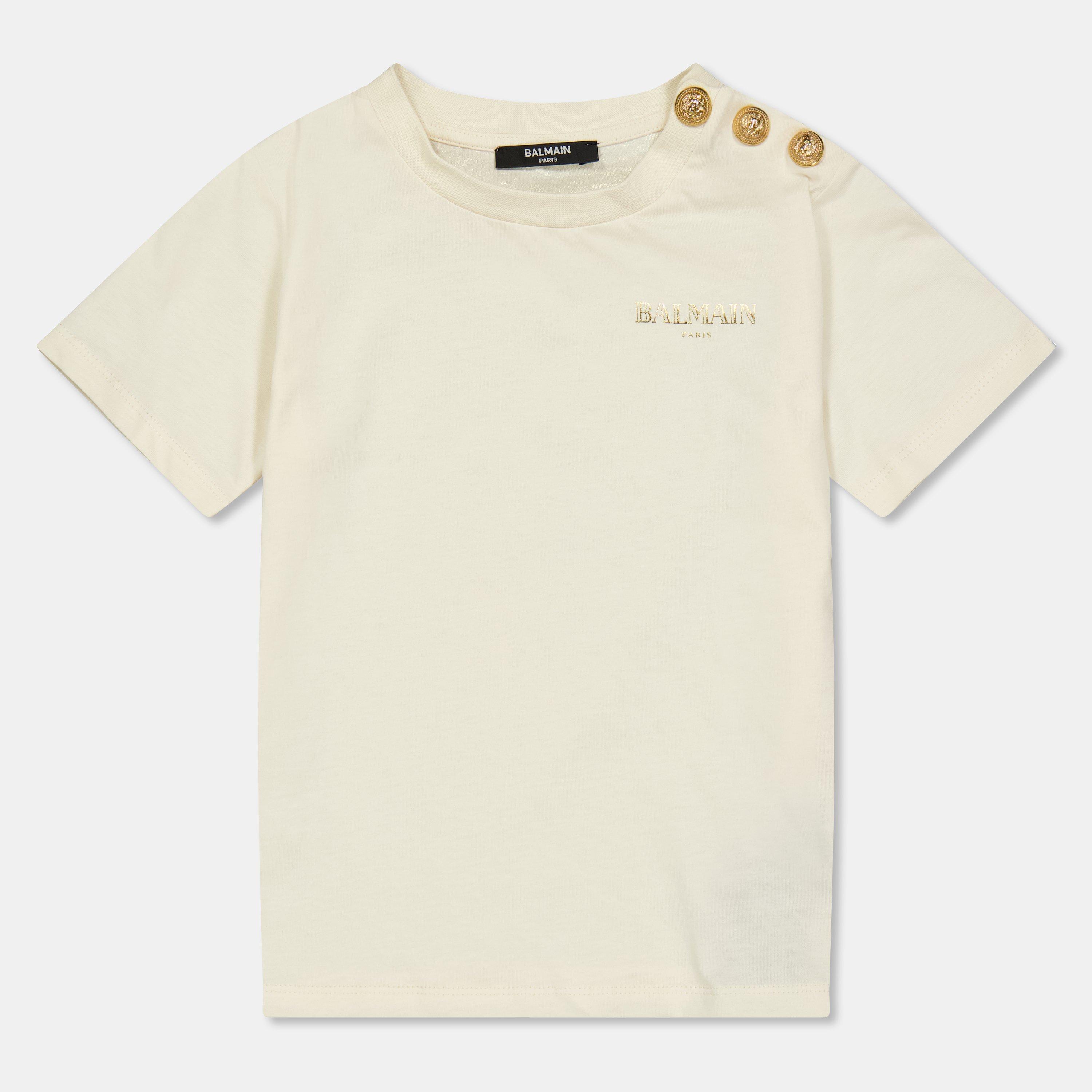 Balmain Kids' T-Shirt - Cream 109OR - Size 6Y