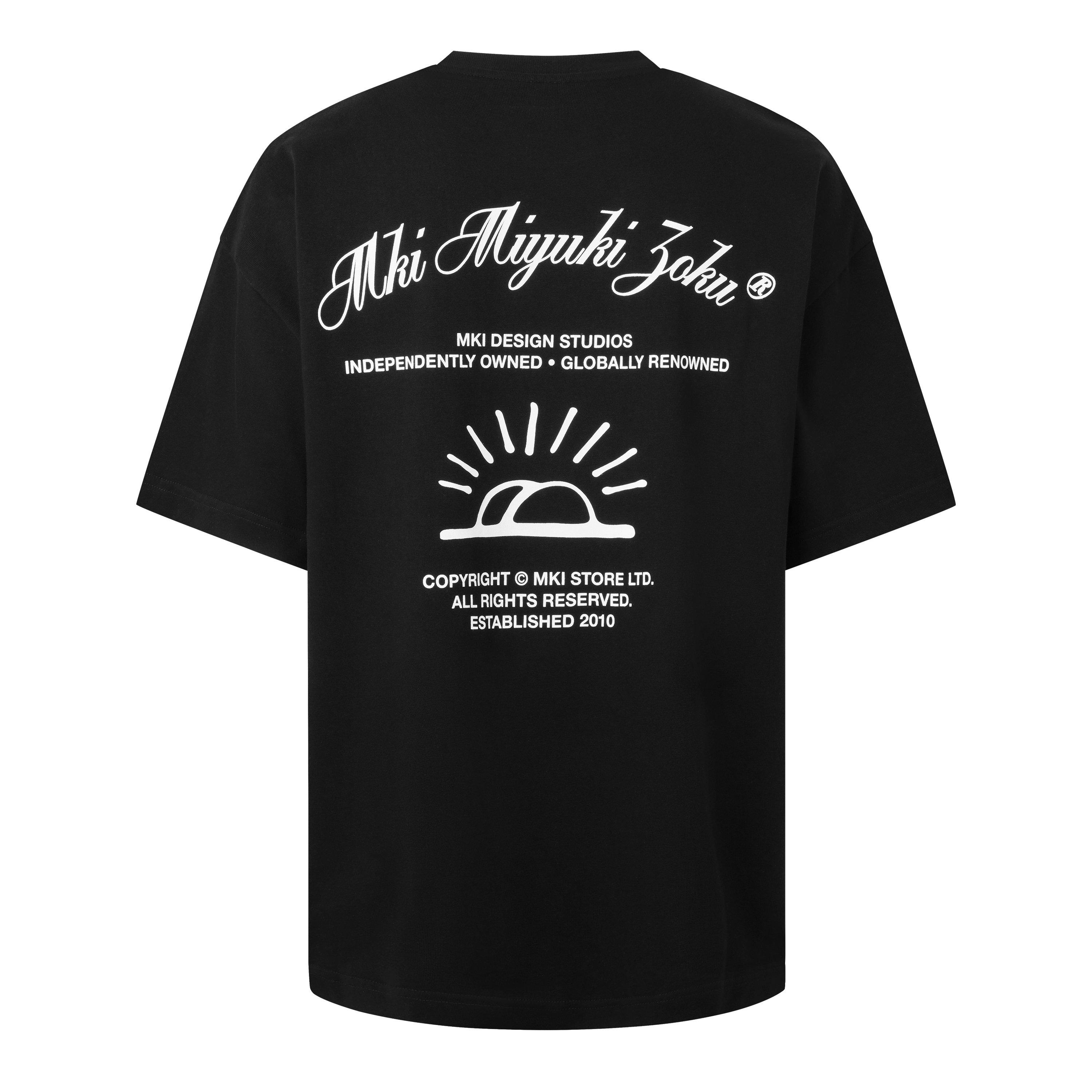 Black - MKI MIYUKI ZOKU - Men's Double Sun Graphic Cotton Oversized T-Shirt - 2