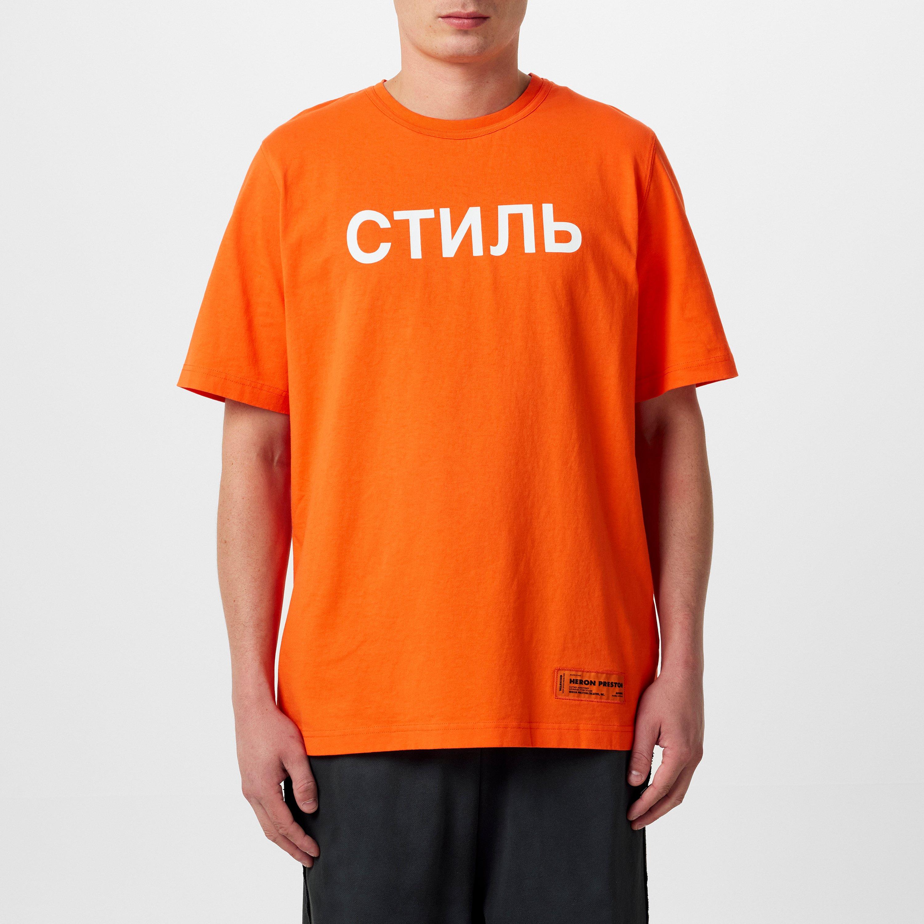 Orange/White - Heron Preston - Men's Regular Fit Short-Sleeve T-Shirt - 1