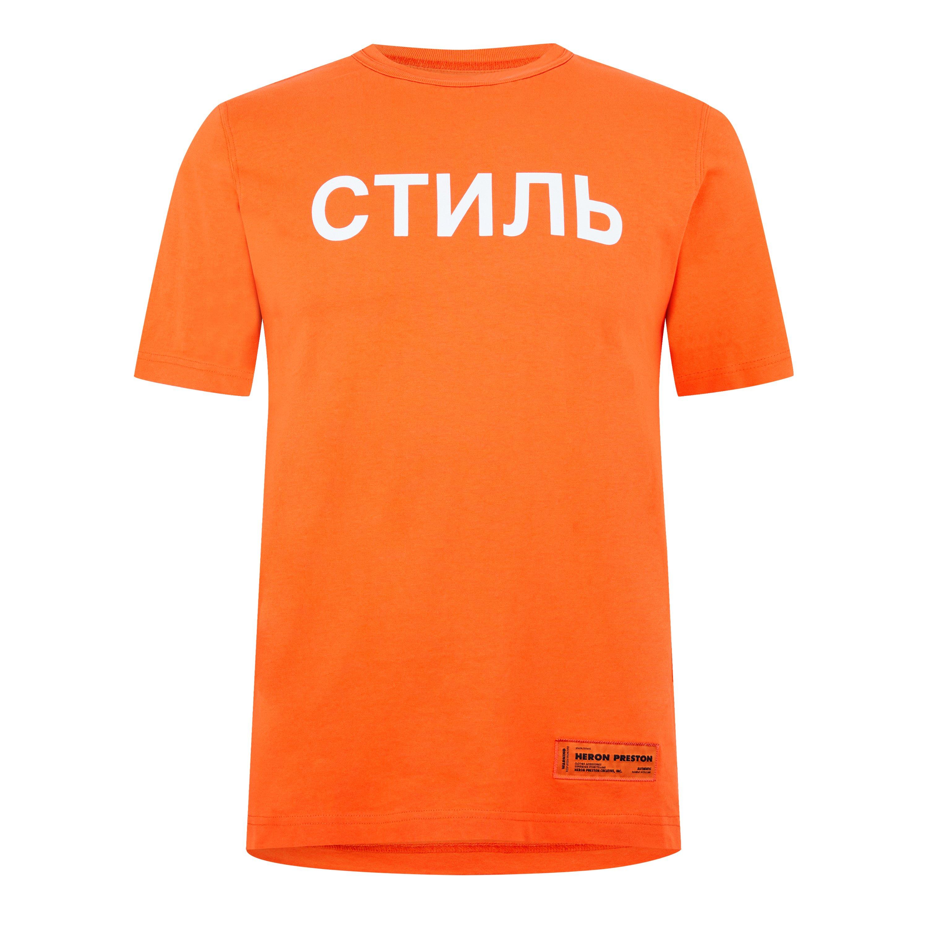 Orange/White - Heron Preston - Men's Regular Fit Short-Sleeve T-Shirt - 5