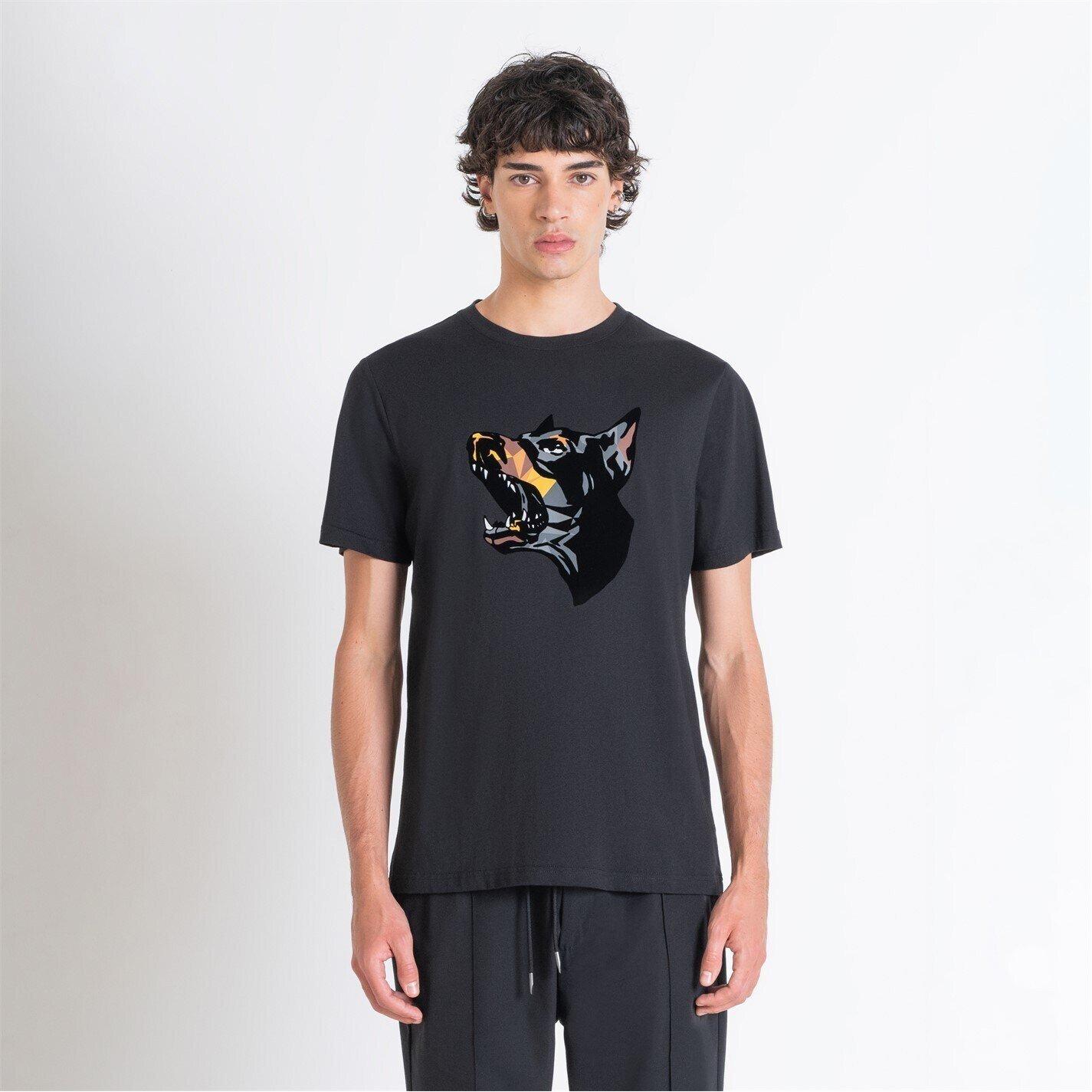 Nero - Antony Morato - T-SHIRT REGULAR FIT IN JERSEY COTTON FABRIC WITH MATT PLASTIC AND FLOCK PRINT - 1