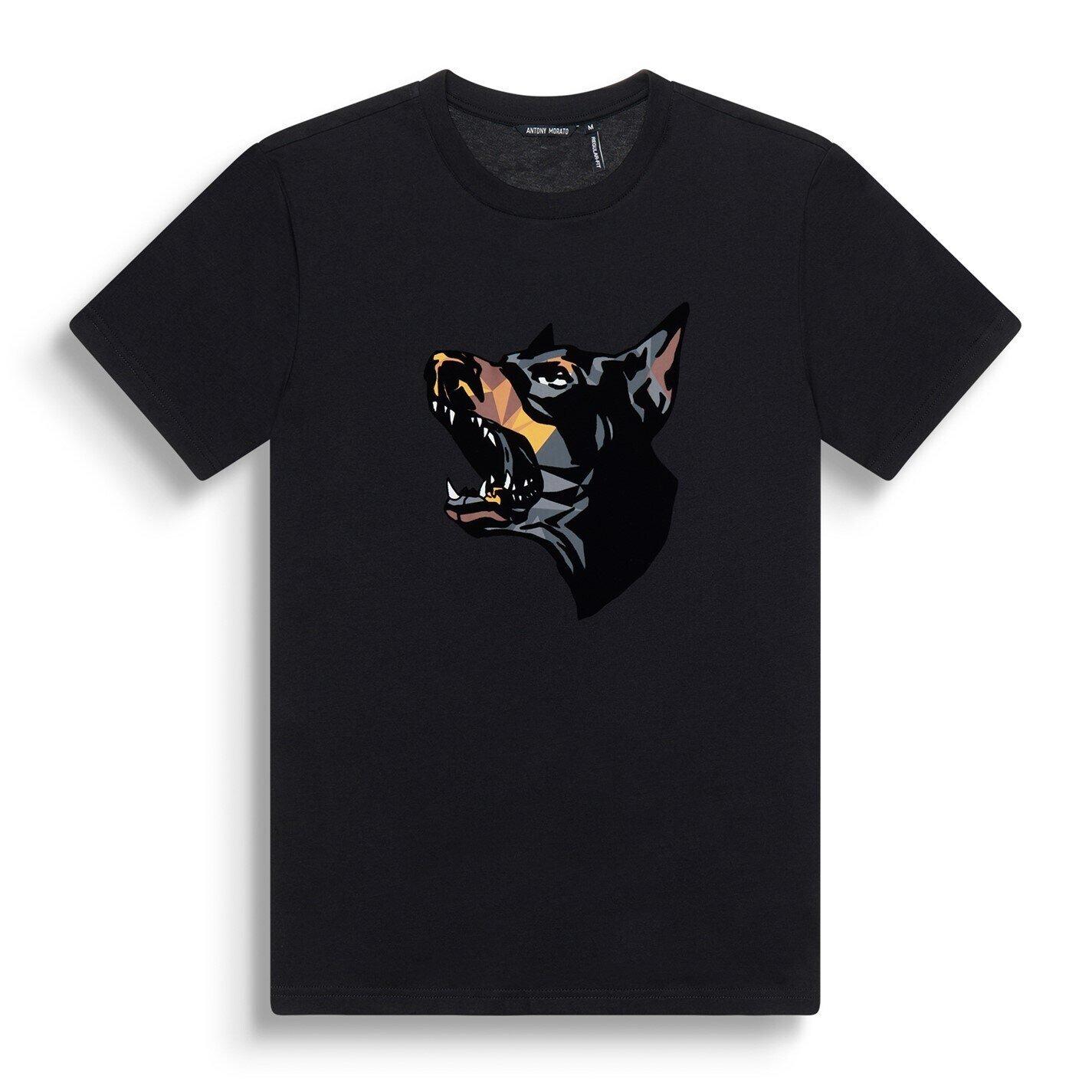 Nero - Antony Morato - T-SHIRT REGULAR FIT IN JERSEY COTTON FABRIC WITH MATT PLASTIC AND FLOCK PRINT - 2