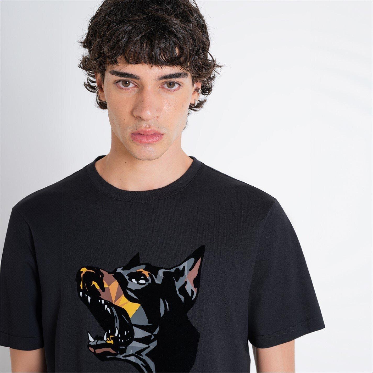 Nero - Antony Morato - T-SHIRT REGULAR FIT IN JERSEY COTTON FABRIC WITH MATT PLASTIC AND FLOCK PRINT - 4