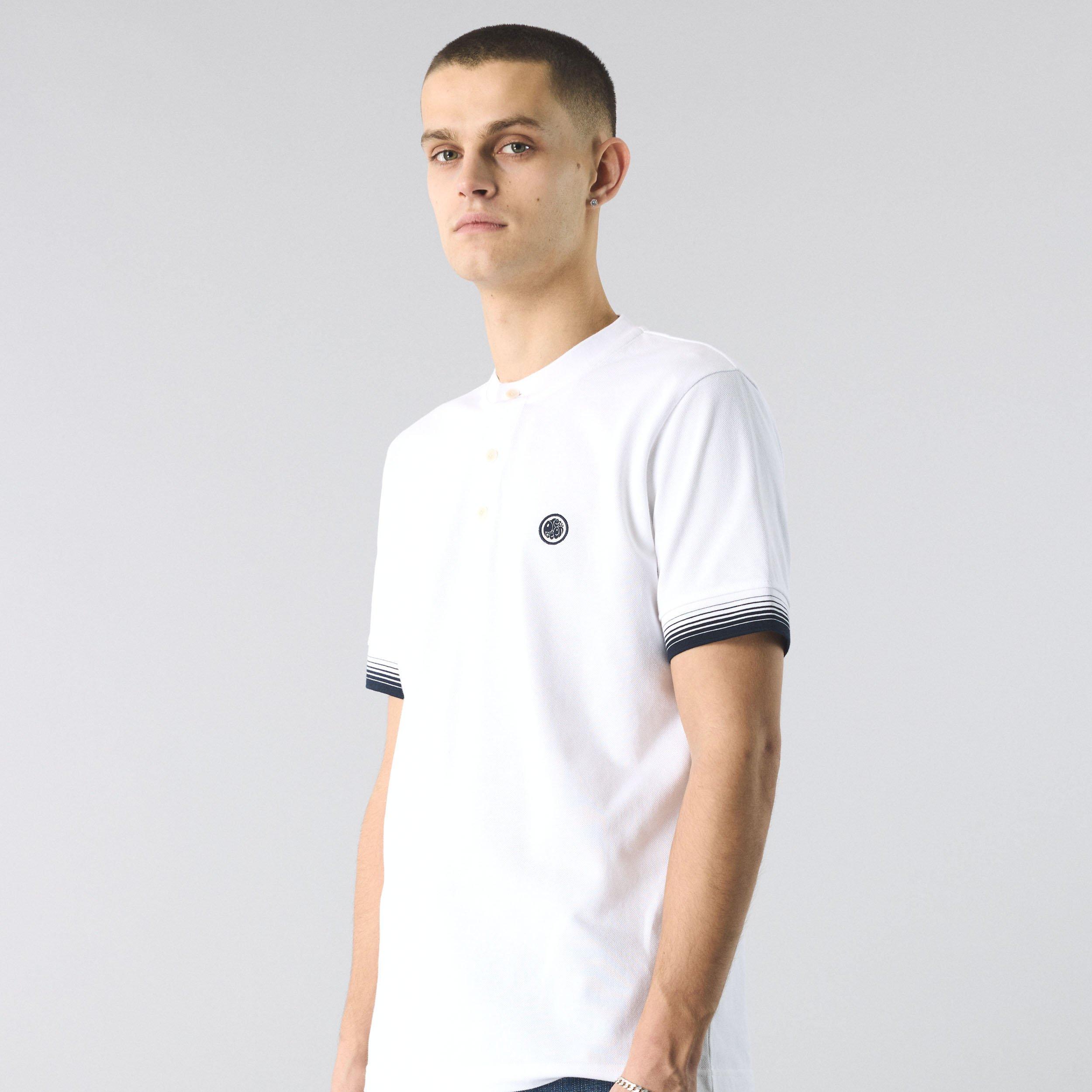 White - Pretty Green - Men's Gradient Grandad Regular Fit T-Shirt - 2