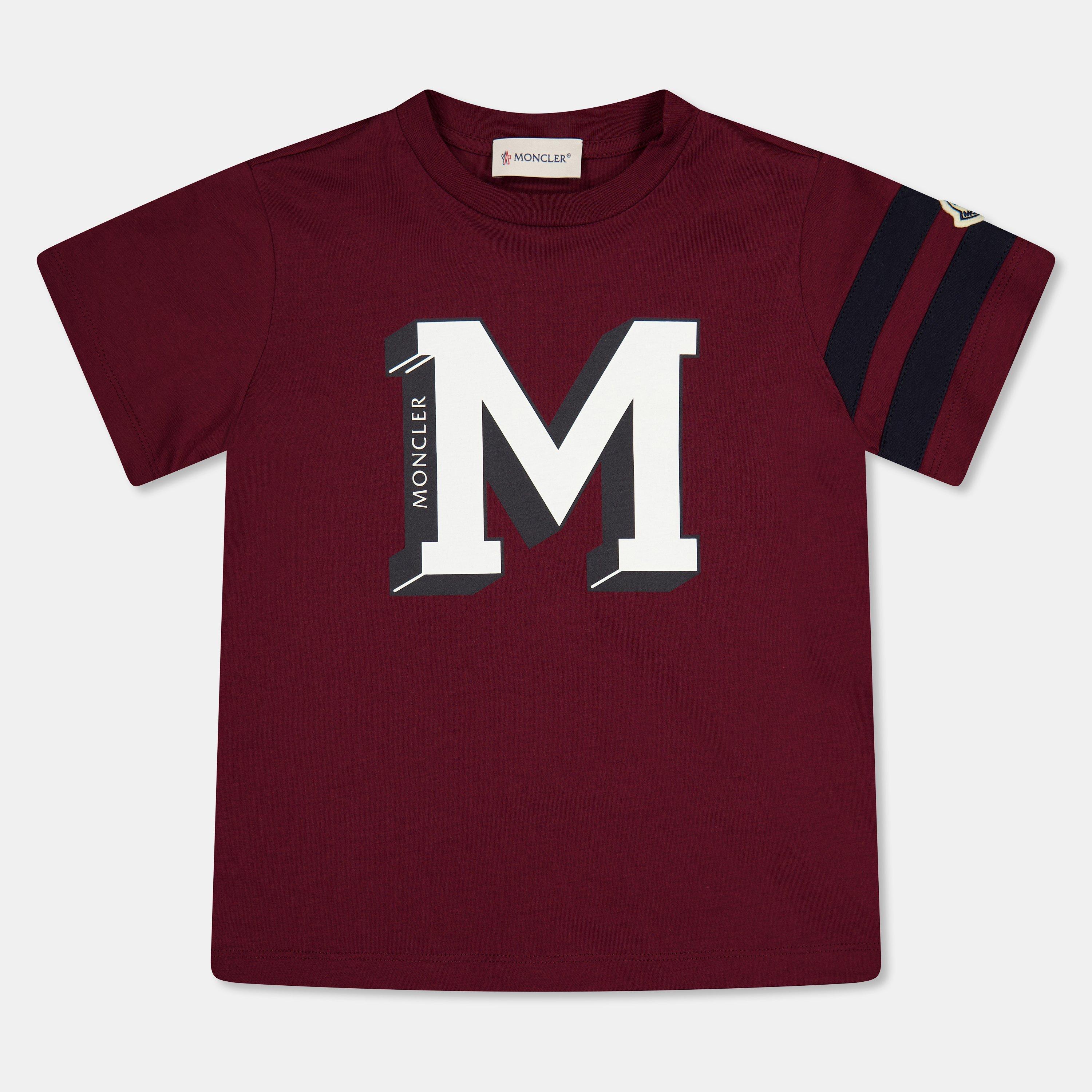 Moncler Kids' Large Logo T-Shirt - Burgundy 468 - Size 6Y