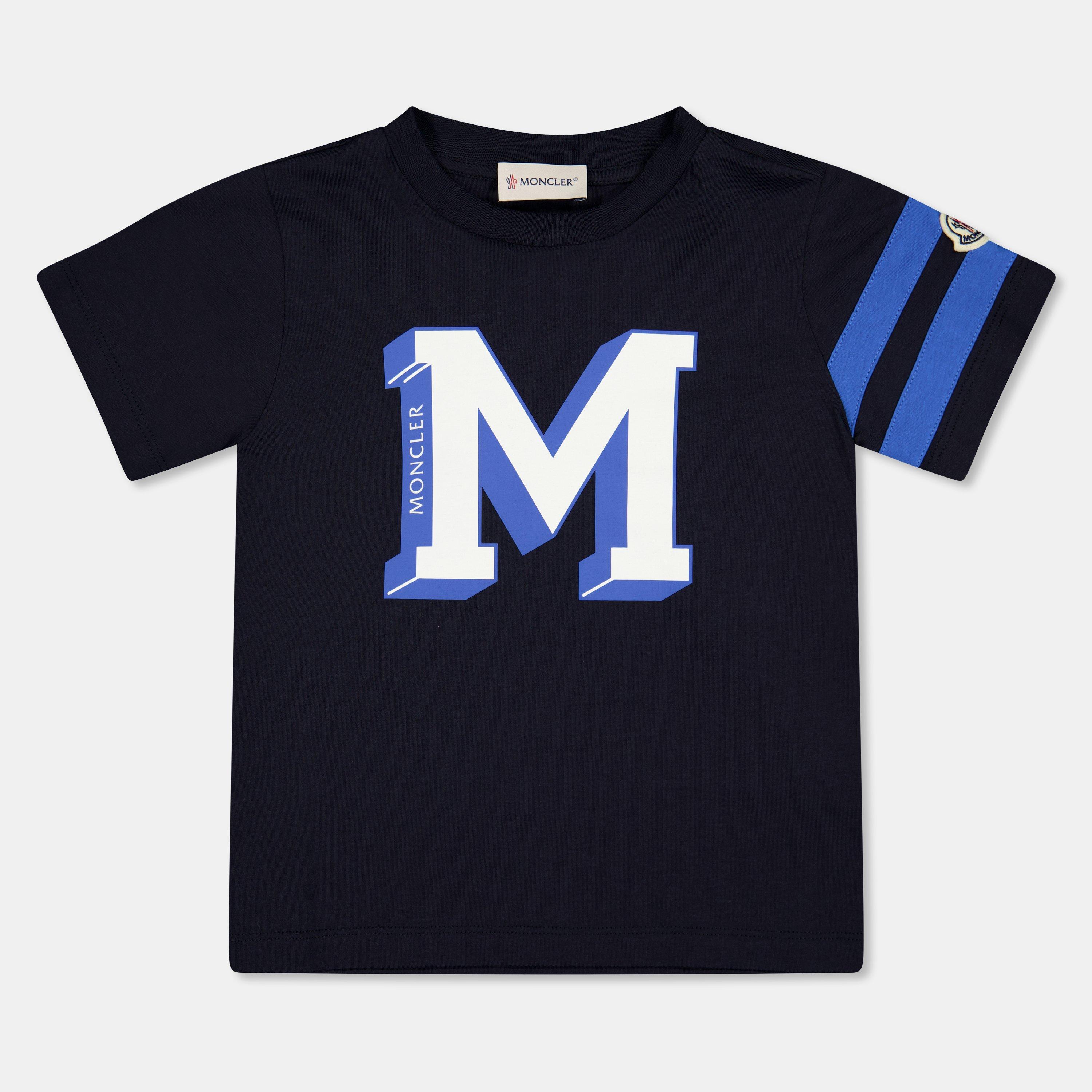 Moncler Kids' Large Logo T-Shirt - Navy 778 - Size 14Y