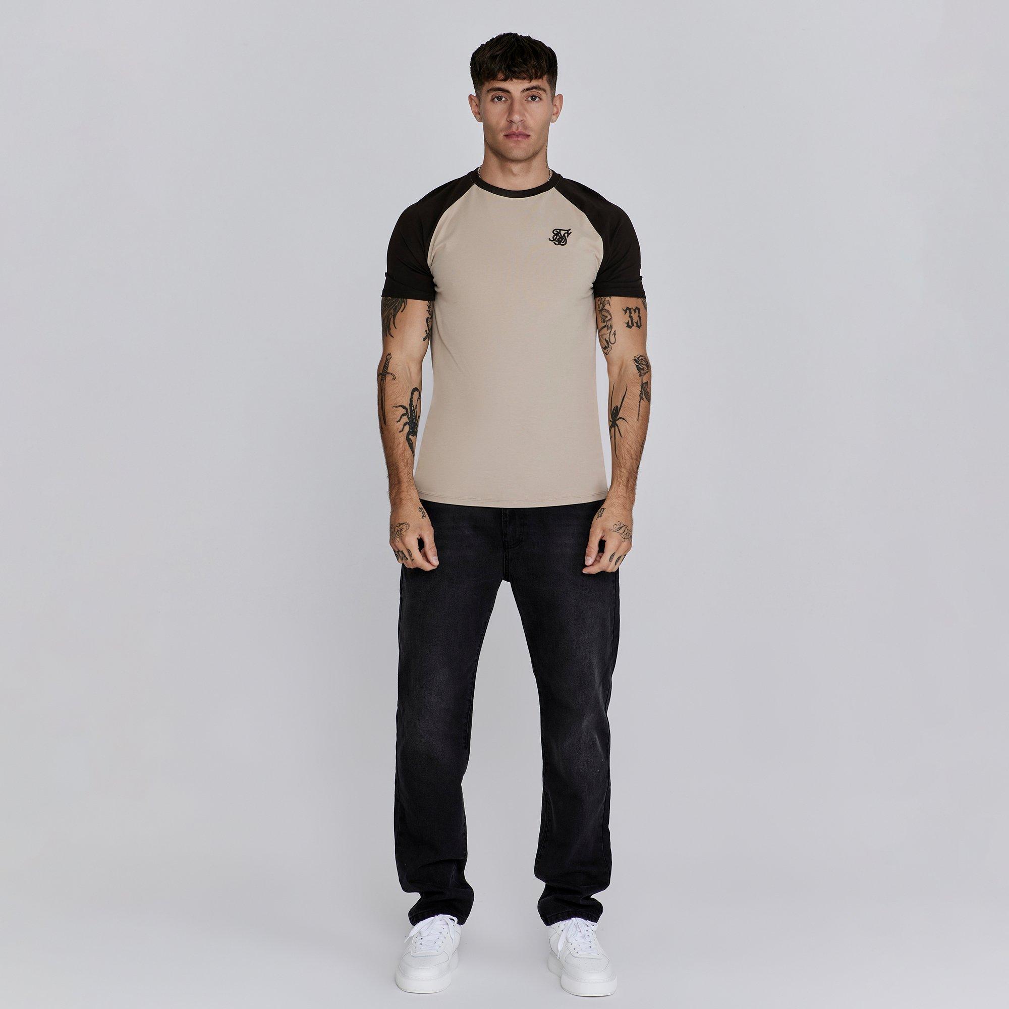Beige/brun - SikSilk - Regular Fit Raglan T-Shirt - 3