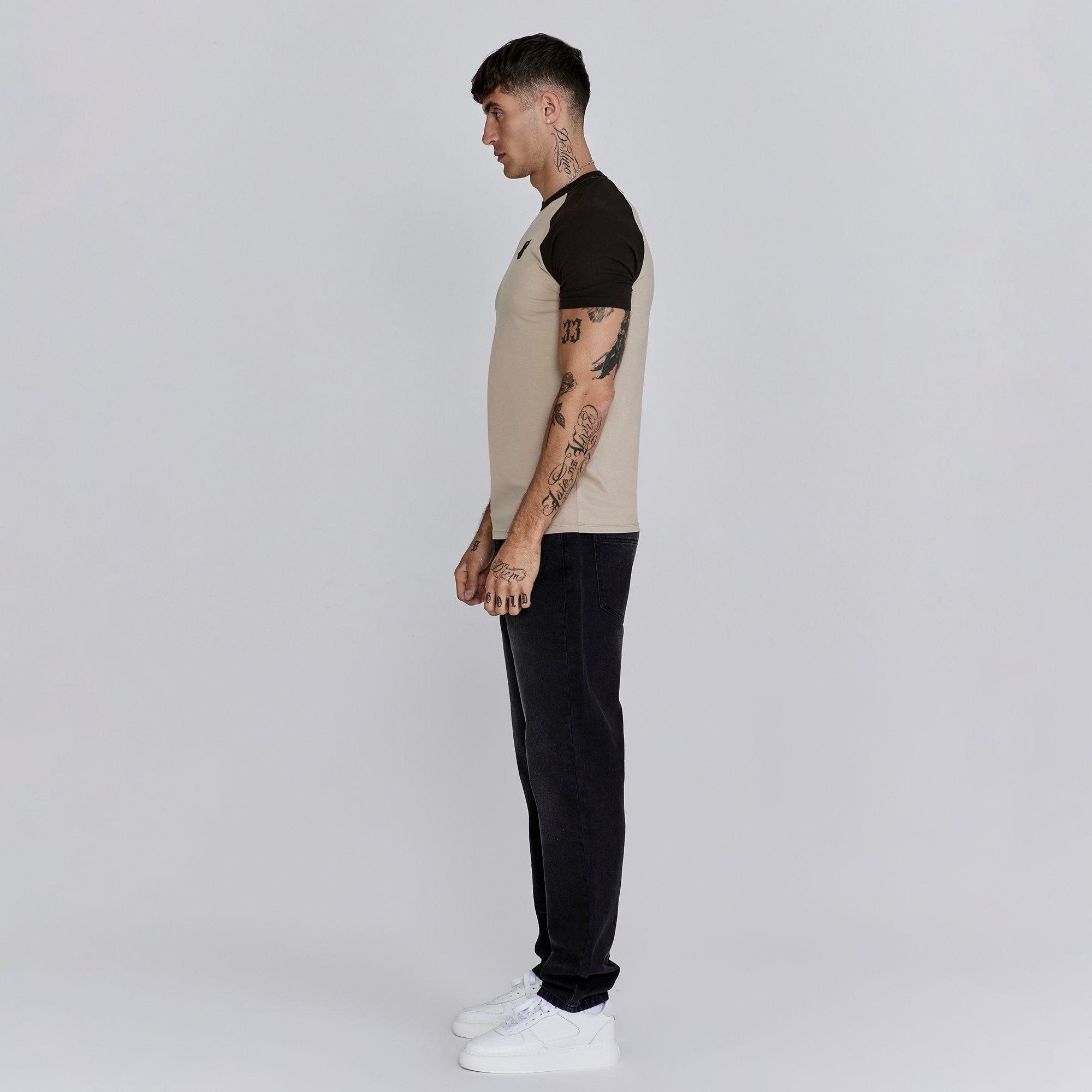 Beige/brun - SikSilk - Regular Fit Raglan T-Shirt - 4
