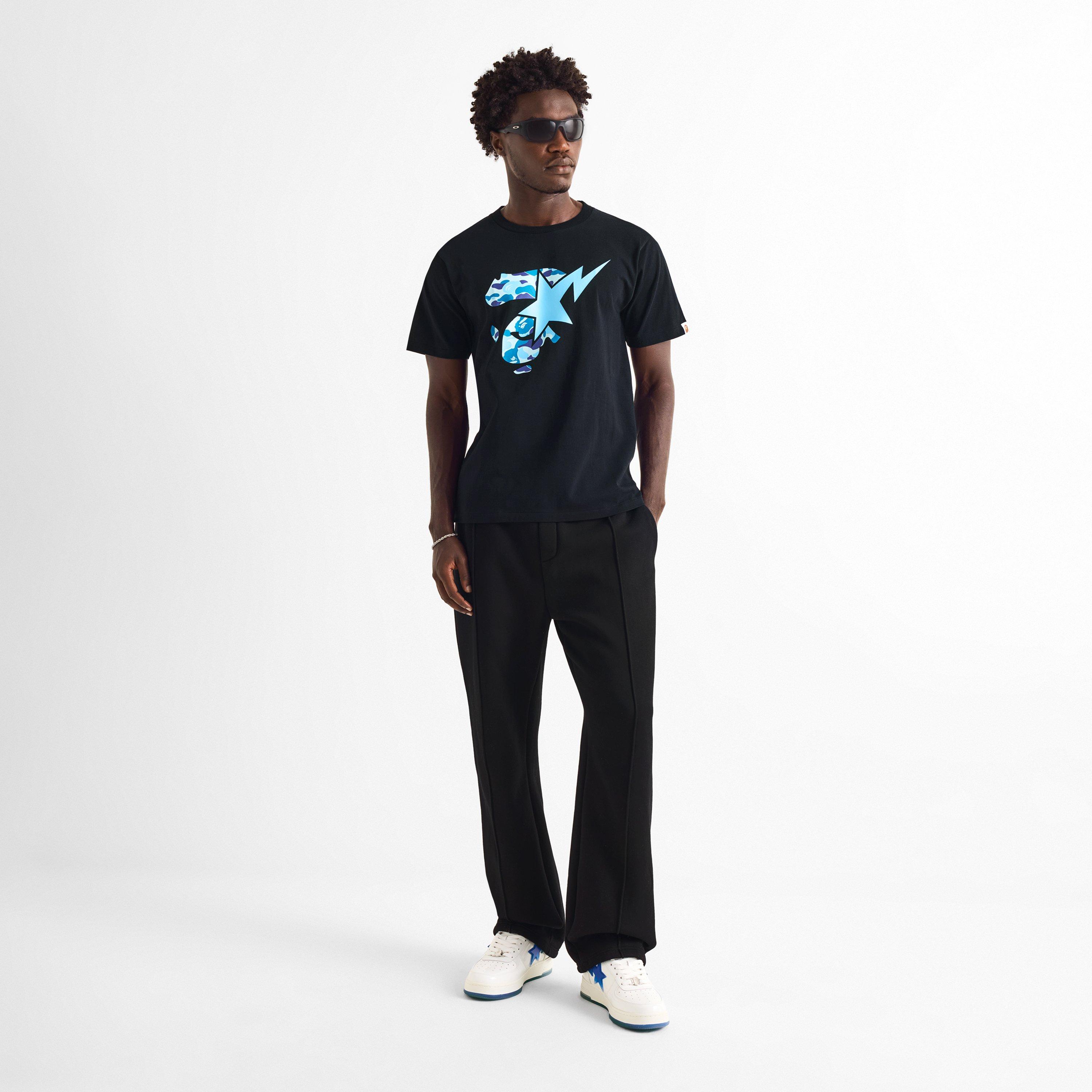 Black/Blue Cam - A Bathing Ape - Bape Face Sta Tee Sn63 - 5
