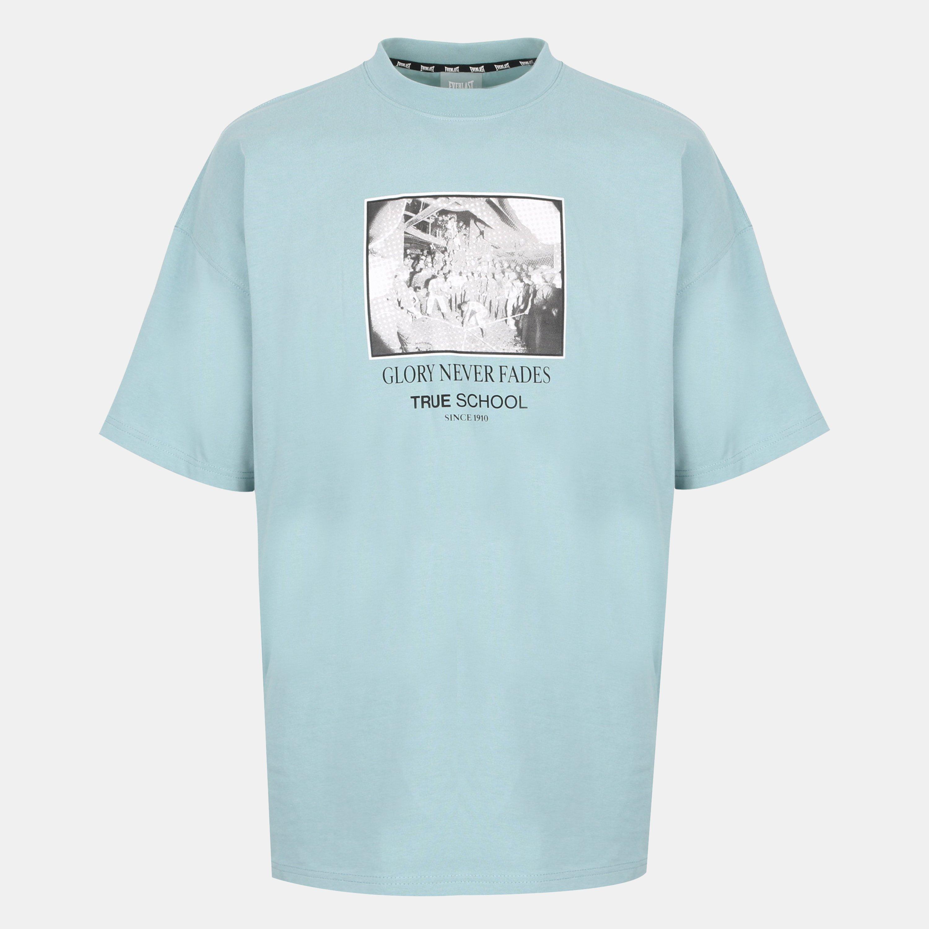 Blue - Everlast - Men's D Print Cotton Short Sleeve T-Shirt - 1