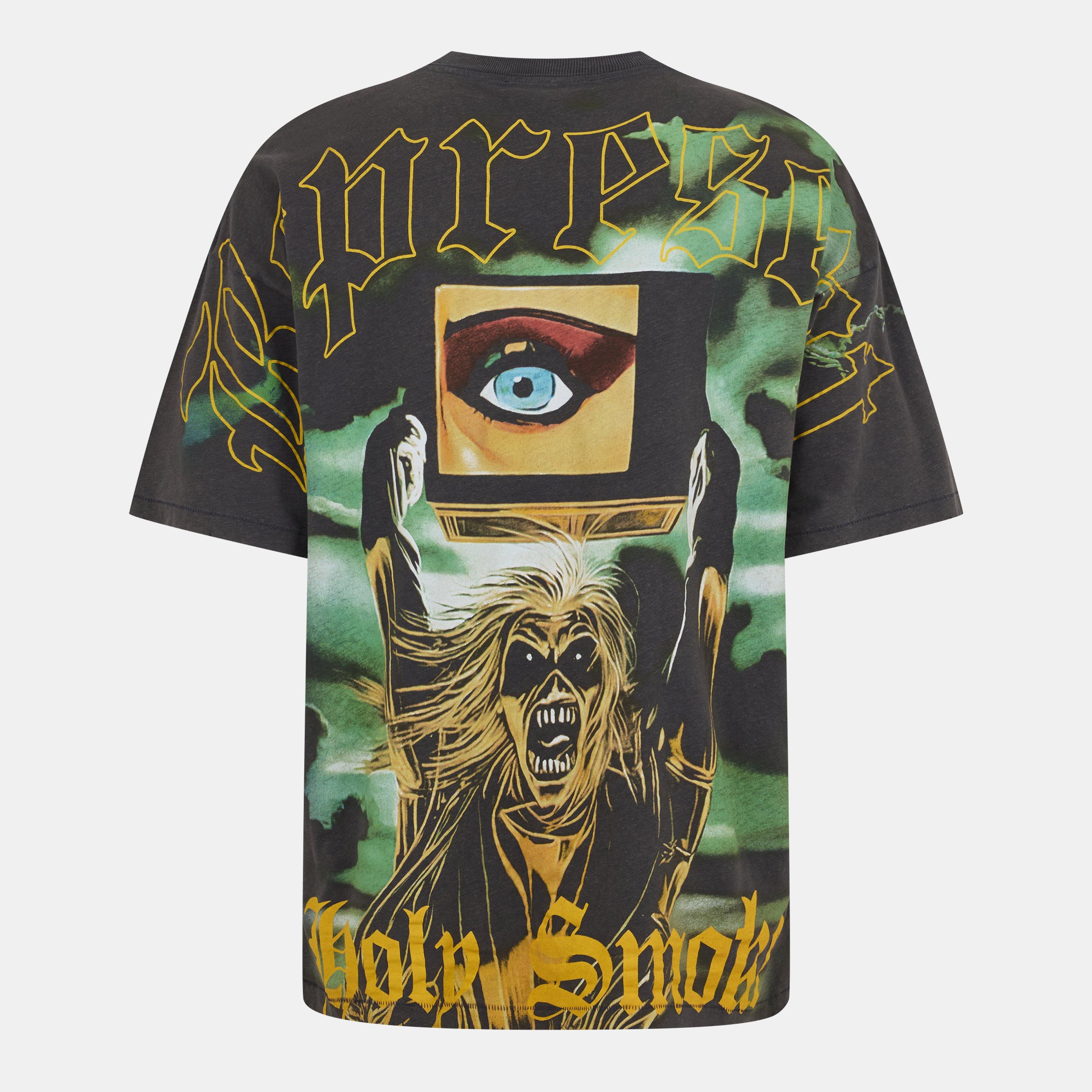 Sunfade Grey - Represent - Men's x Iron Maiden Holy Smoke Bold Fashion Metal Fusion T-Shirt - 2